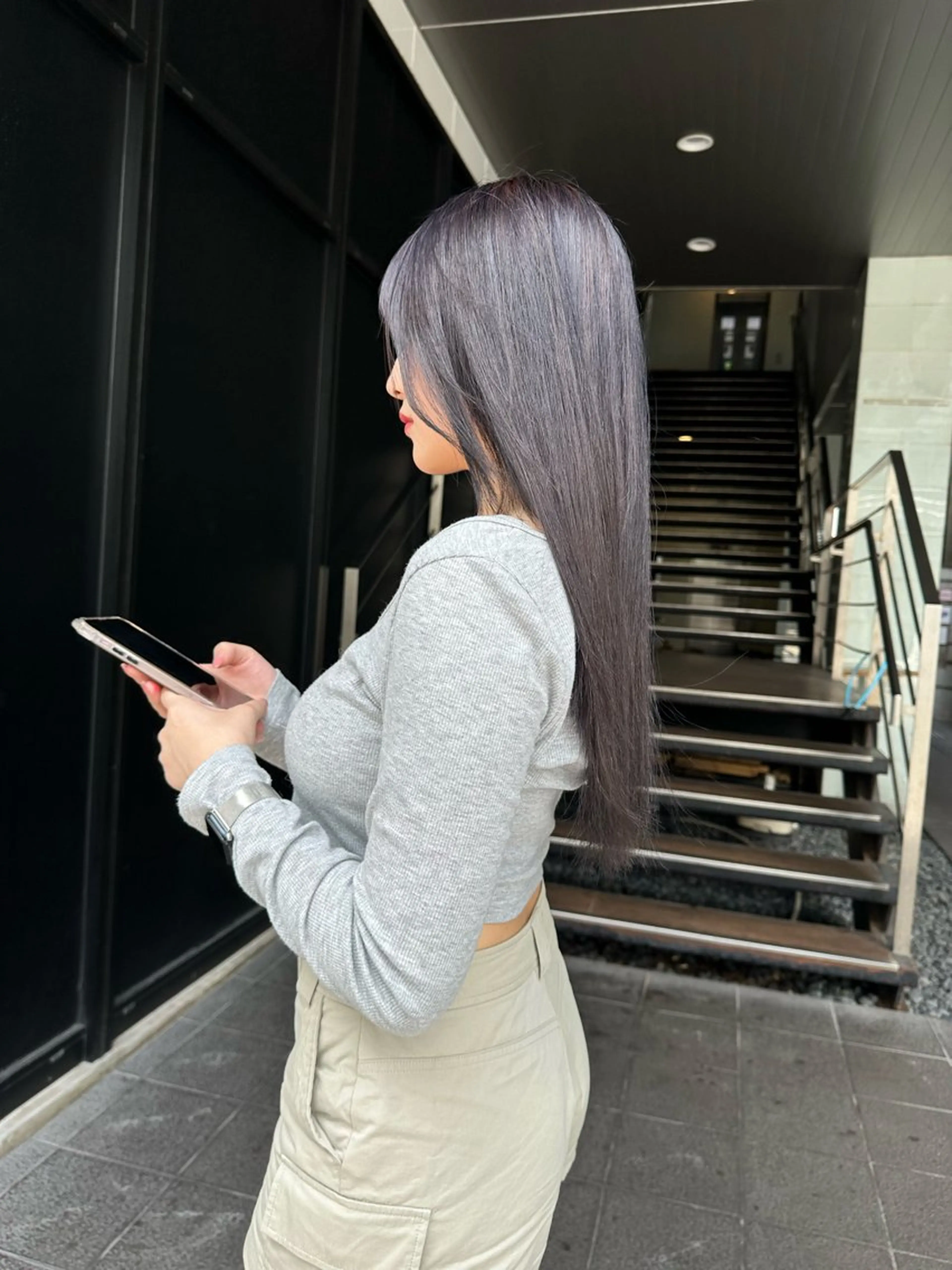 セミロング カラー ヘアアレンジ バレイヤージュ ブリーチ ケアブリーチ ダブルカラー グラデーションカラー ヘアカラー 天神/ブリーチ/ ブリーチなしカラーのヘアスタイル