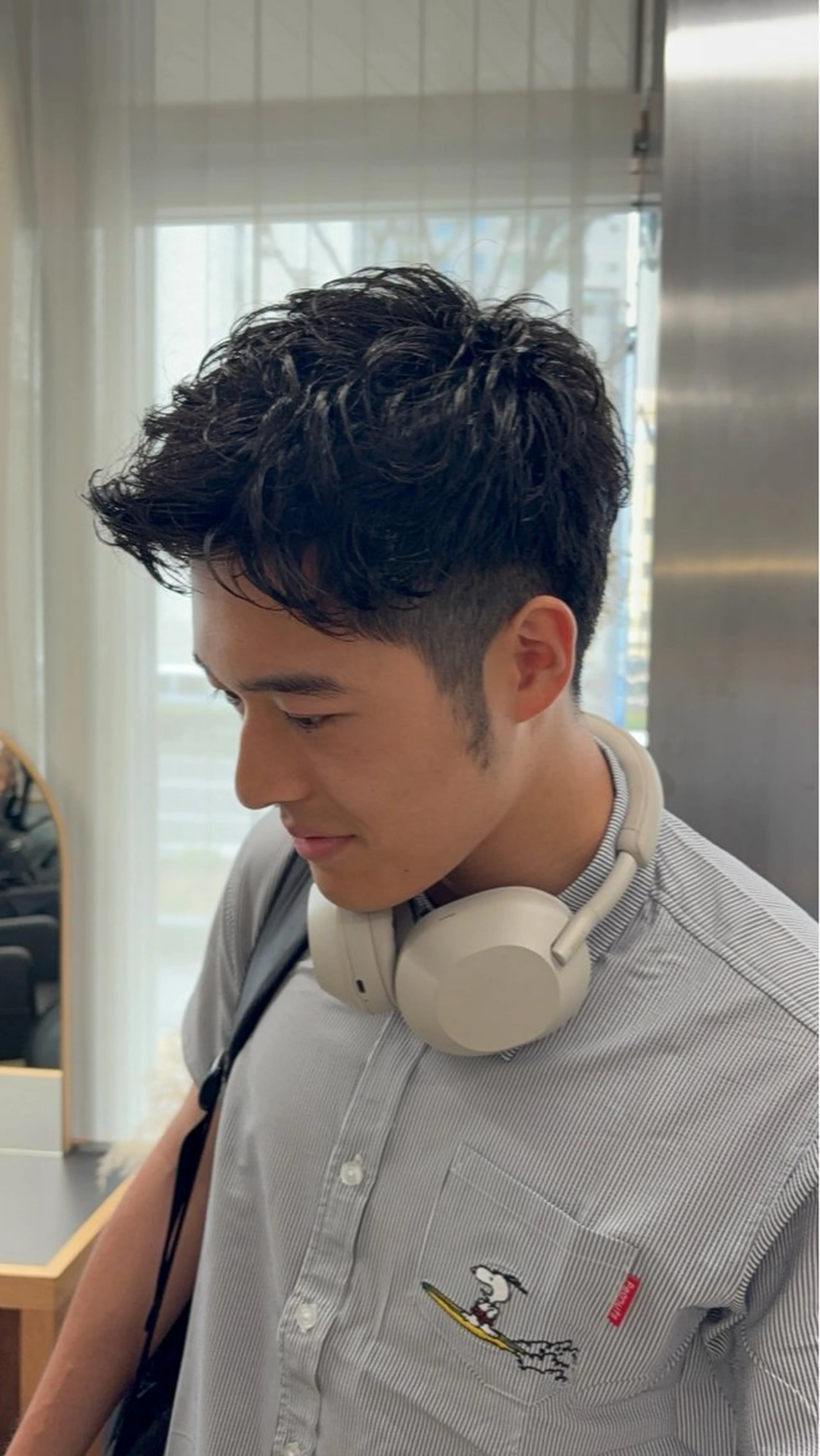 パーマ メンズ カット ハイライト、レイヤー カット/西梅田/中西のヘアスタイル