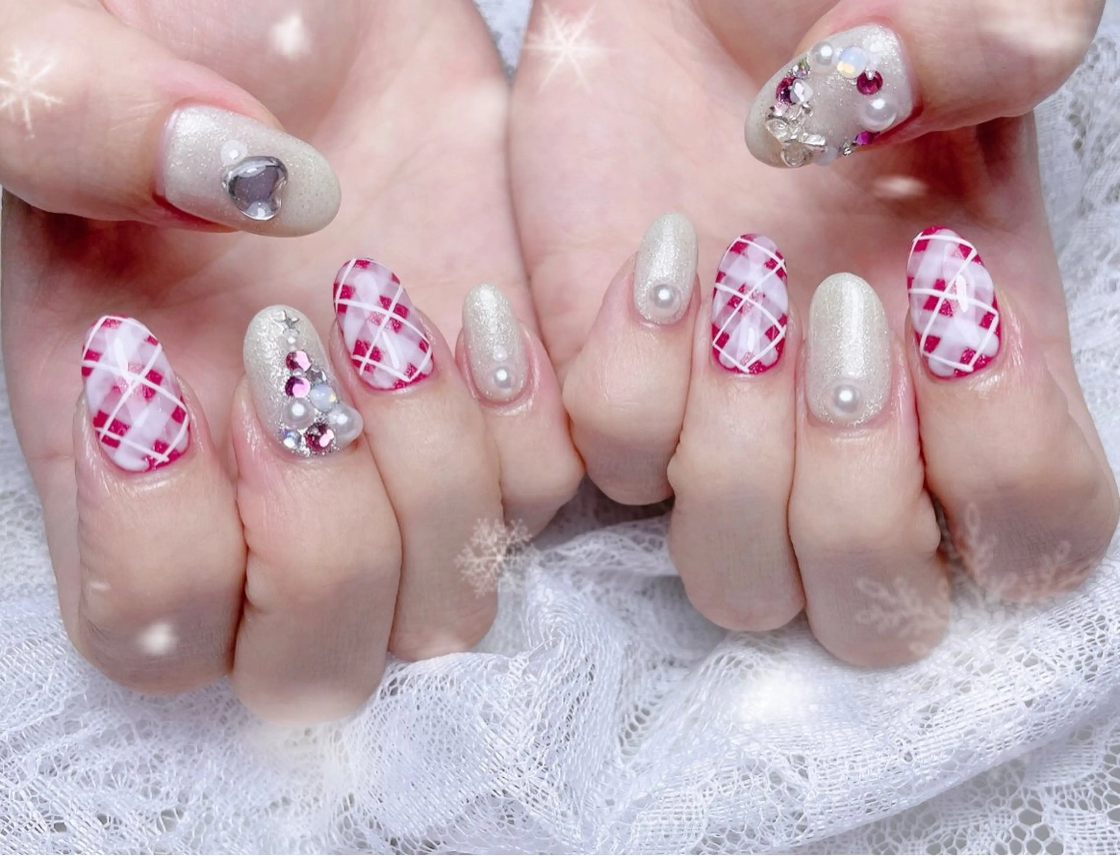 ネイル アートネイル 冬ネイル クリスマス ハンドネイル FLARE NAIL フレアネイルのネイルデザイン