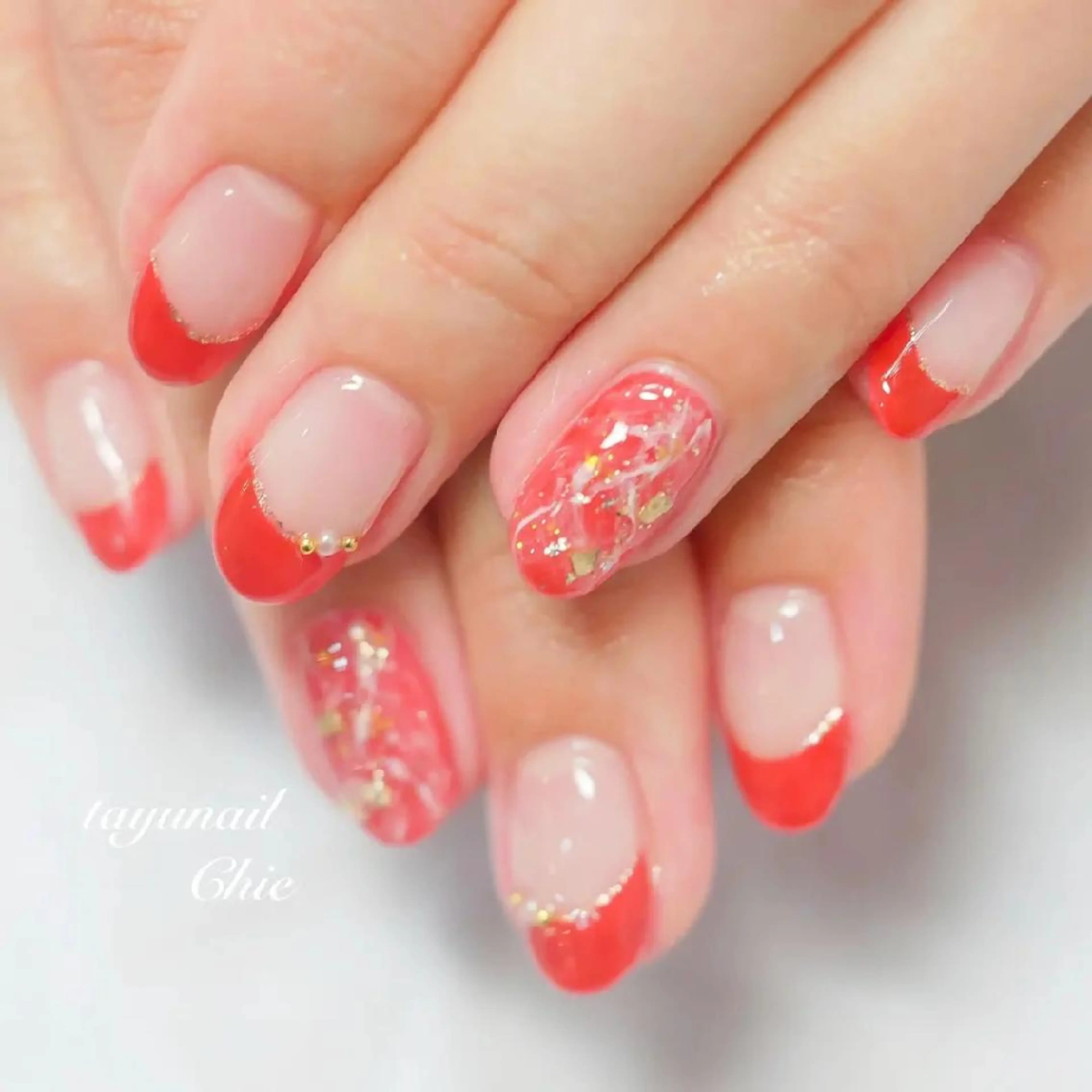 ネイル ブルー フレンチネイル ジェルネイル ニュアンスネイル パラジェル ネイルサロン 【たゆnail】のネイルデザイン