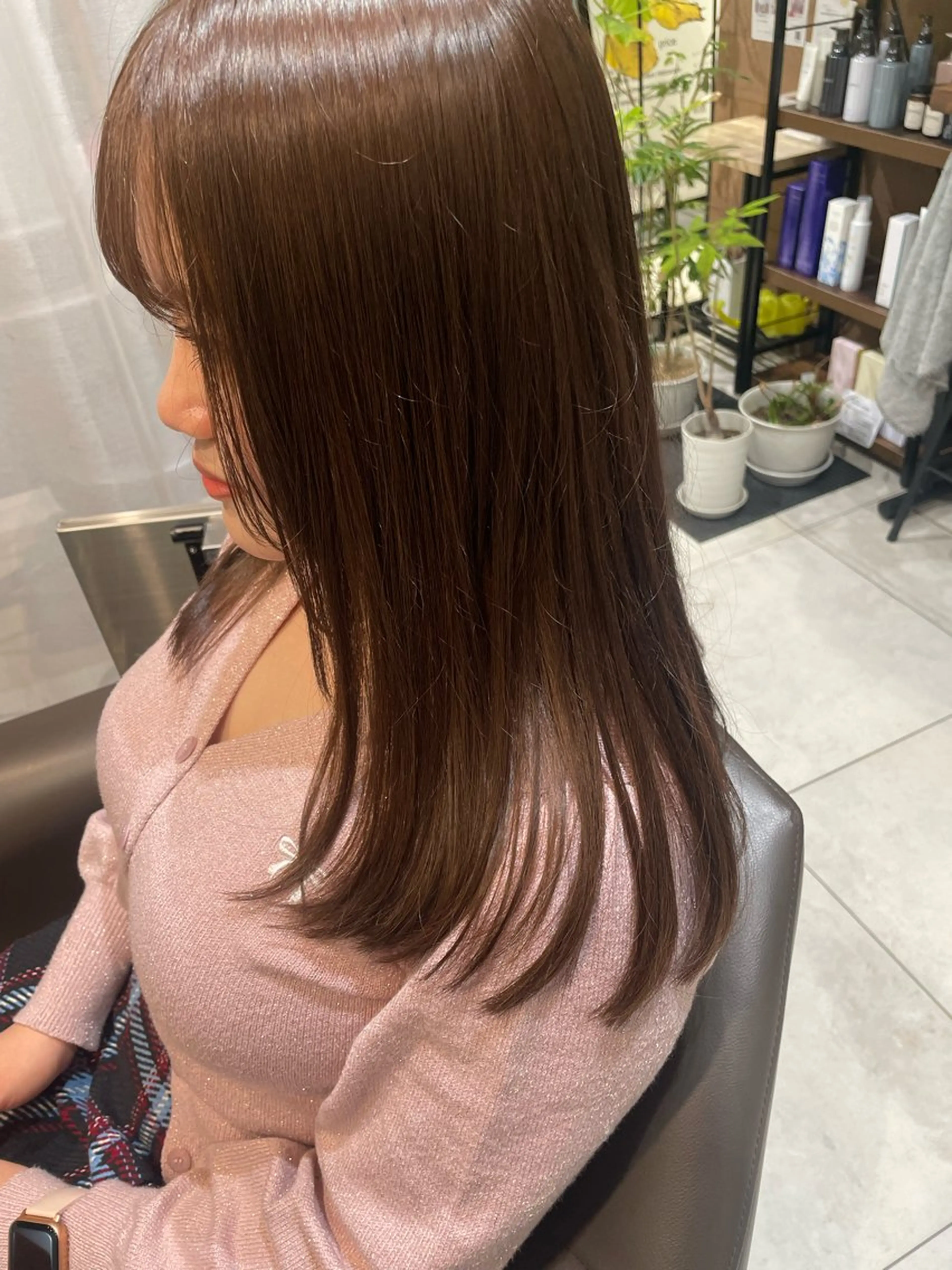 セミロング カット ハルカ/暖色カラー/ ダブルカラーのヘアスタイル