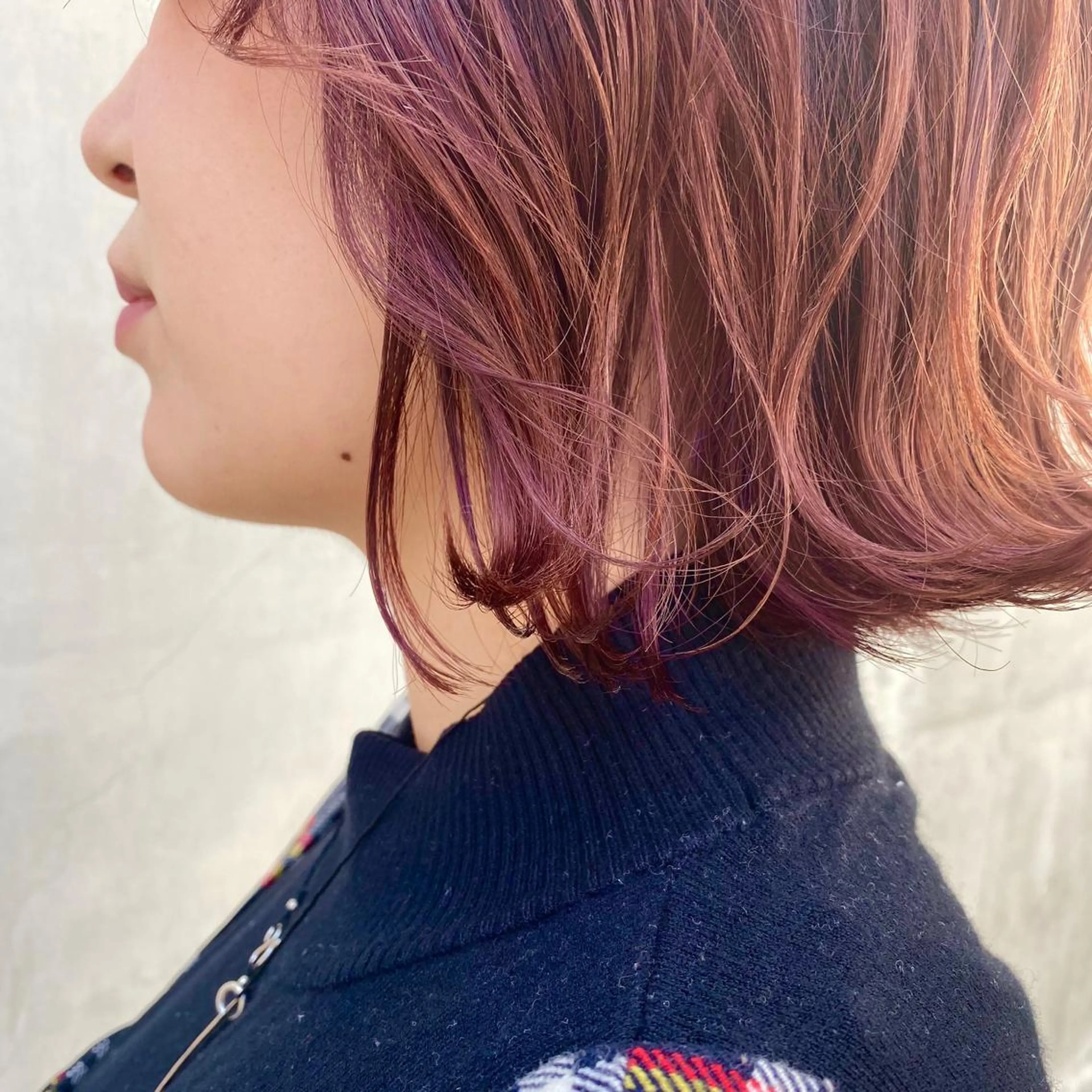 カラー ボブ顔周り 韓国遠藤小雪のヘアスタイル