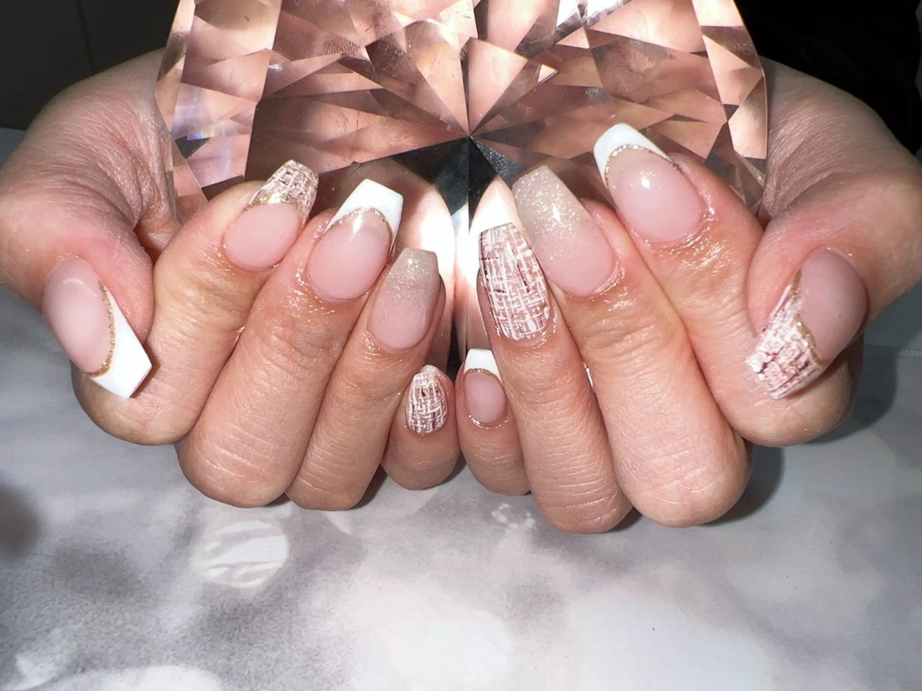 ネイル フレンチネイル ツイードネイル coco nailのネイルデザイン