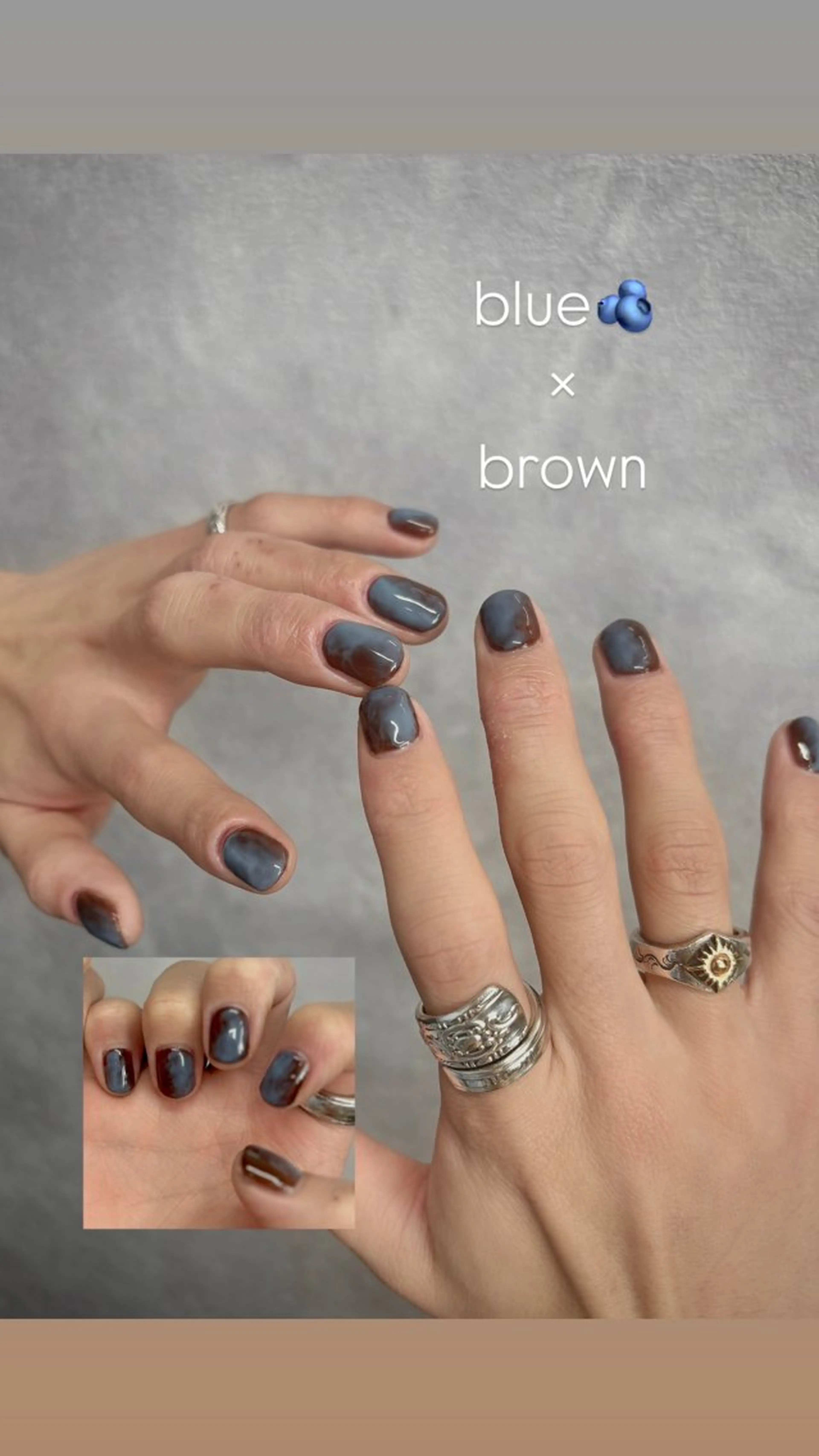 ネイル ブラウン ニュアンスネイル ショートネイル Mutsumi柏のネイルデザイン