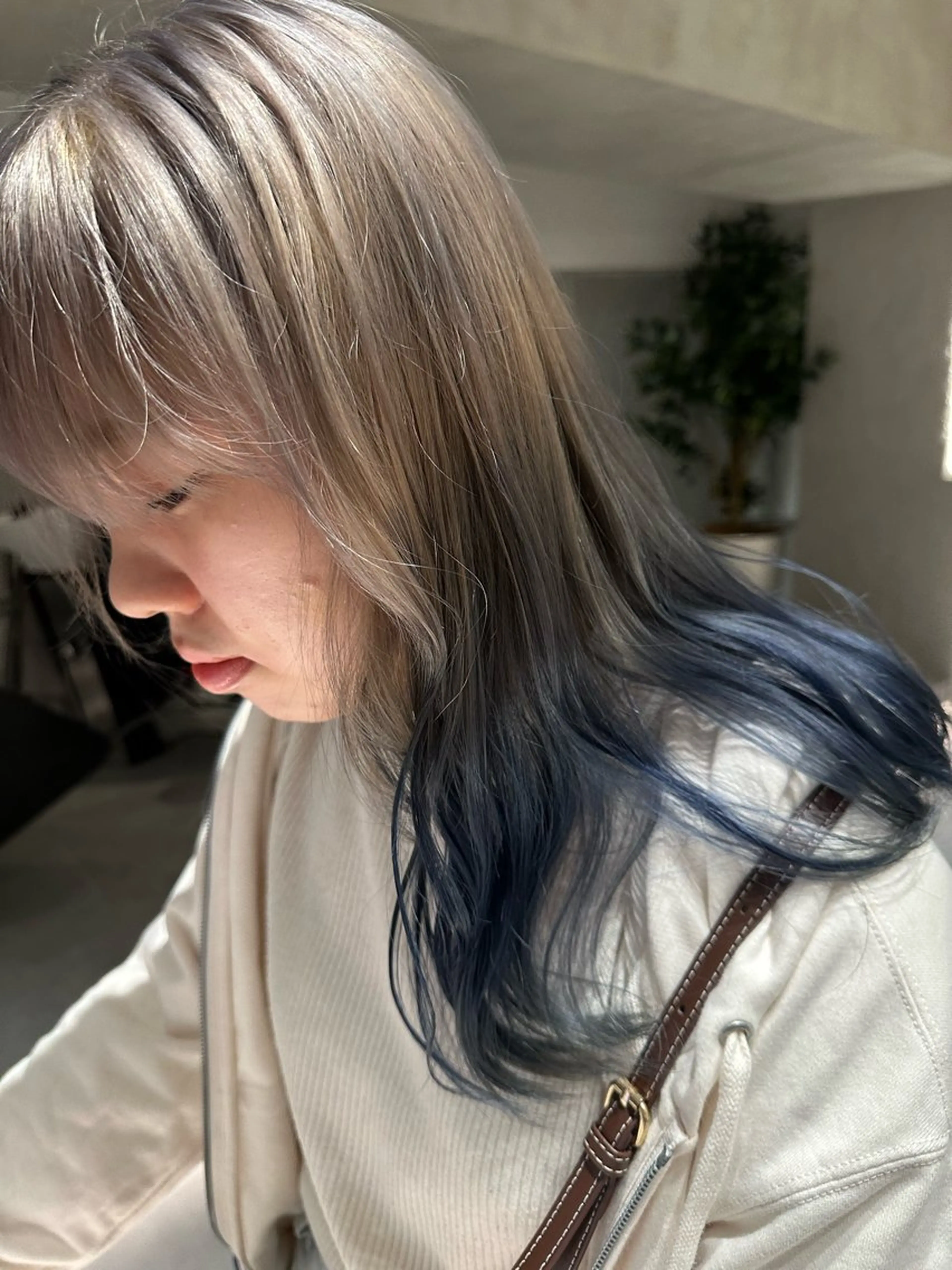 ロング カラー ヘアアレンジ デザインカラー ヘアカラー オリーブ透明感カラー 表参道/MIKUのヘアスタイル