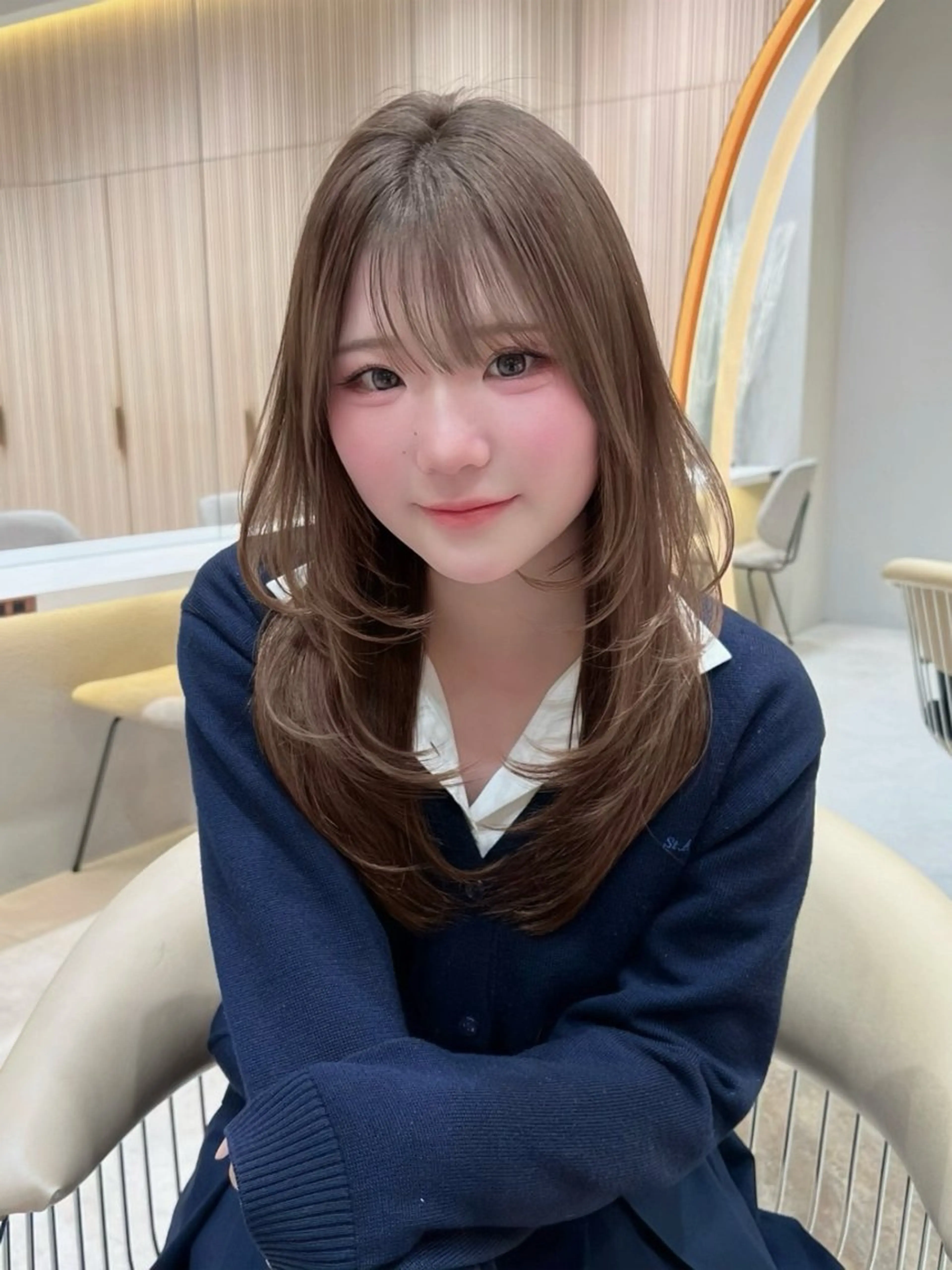 ロング カラー カット ヘアカラー トリートメント 興津/韓国レイヤー ダブルカラー美髪縮毛のヘアスタイル