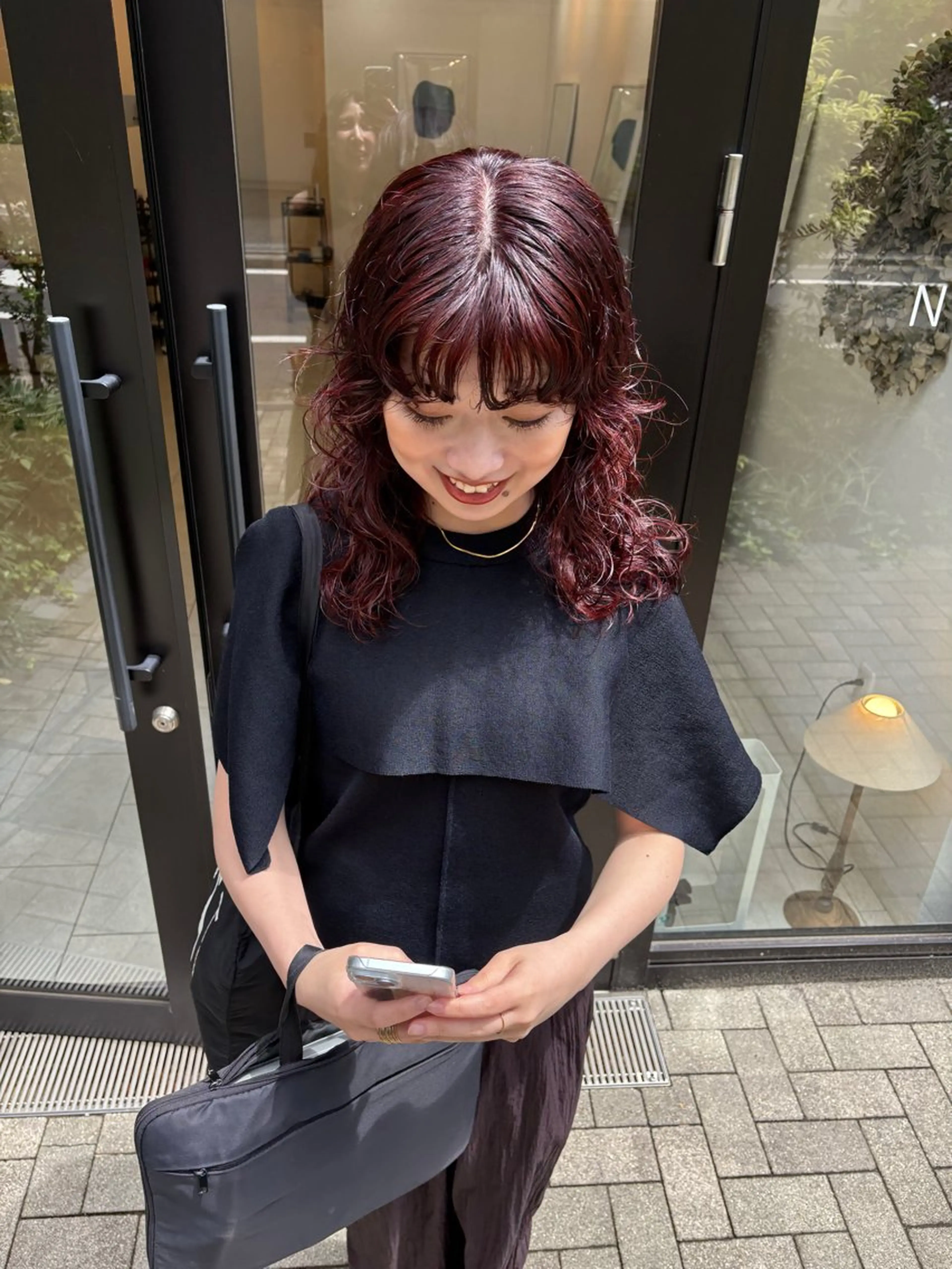 セミロング カラー パーマ セミロングパーマ カット ヘアカラー パーマ eri kinjoのヘアスタイル