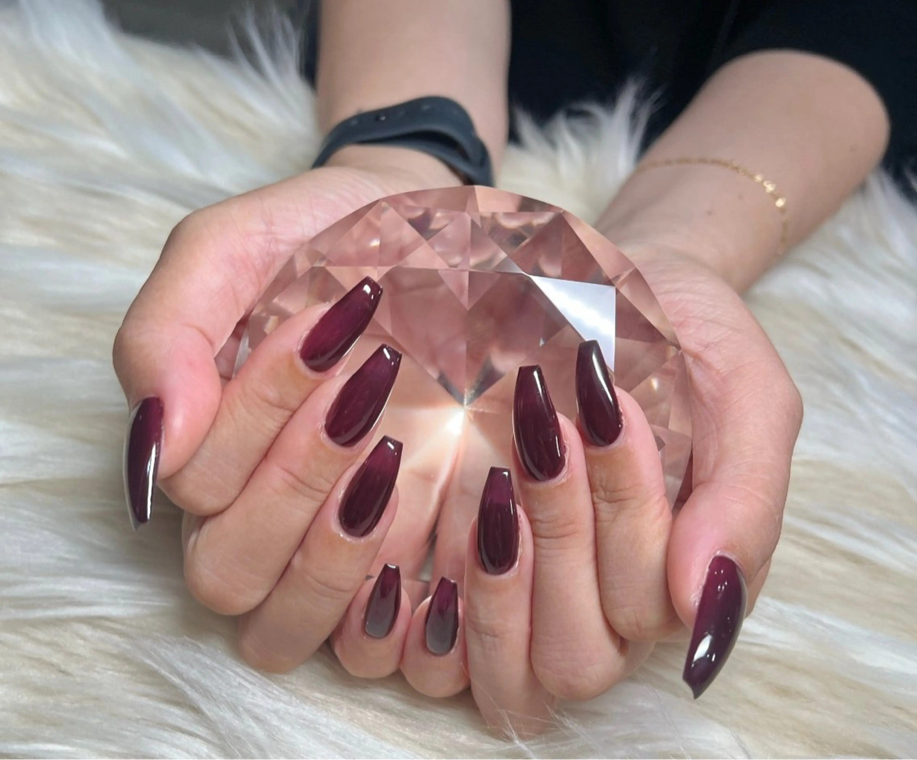 ネイル ボルドー 長さ出し フレンチネイル ジェルネイル グラデーション ハンドネイル Nail&eye Belire 新宿のネイルデザイン