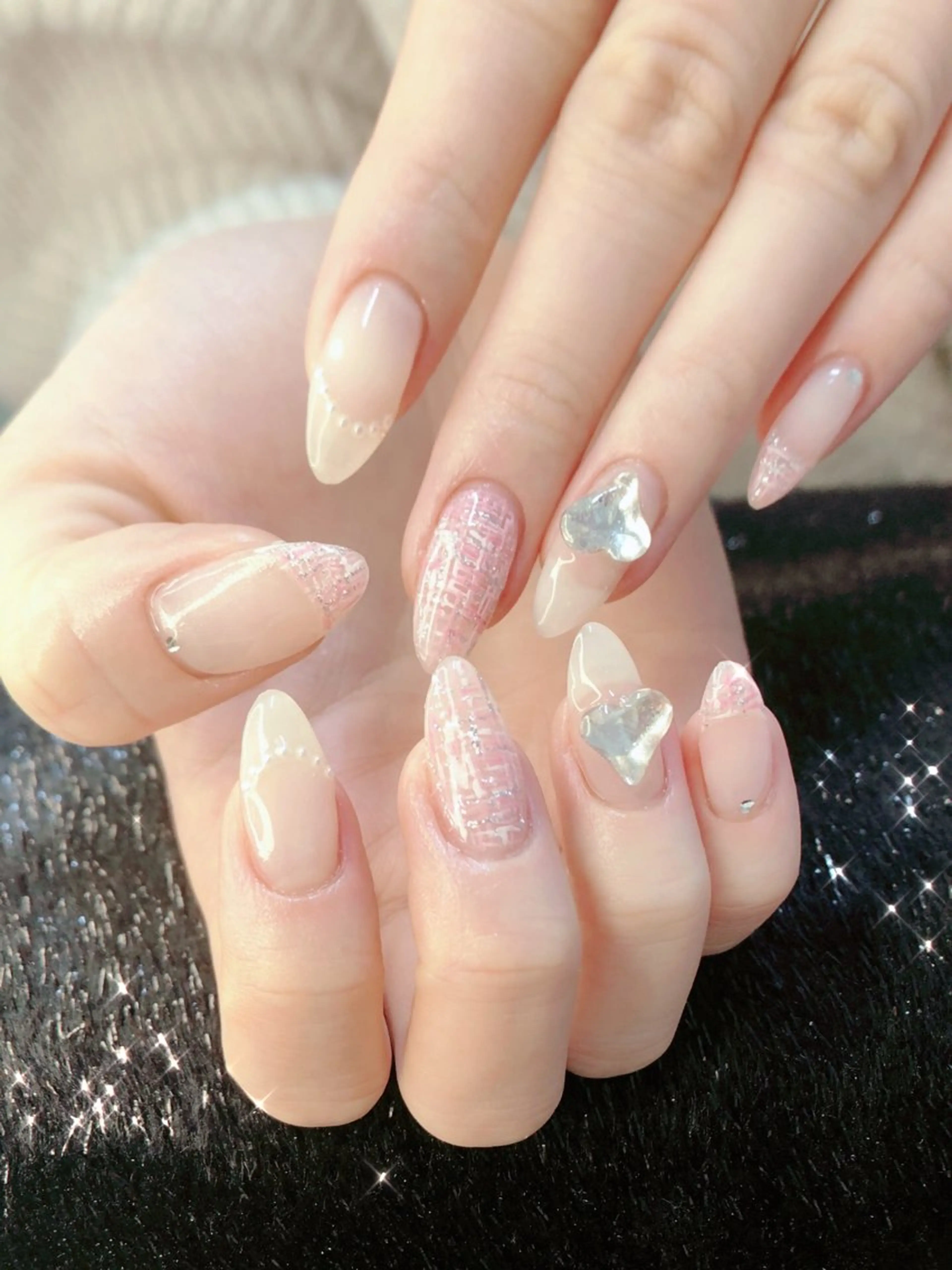 ネイル 桜ネイル フットネイル フレンチネイル ジェルネイル ラメ(グリッター) ハンドネイル ハンドケア 大門浜松町 ネイルのネイルデザイン