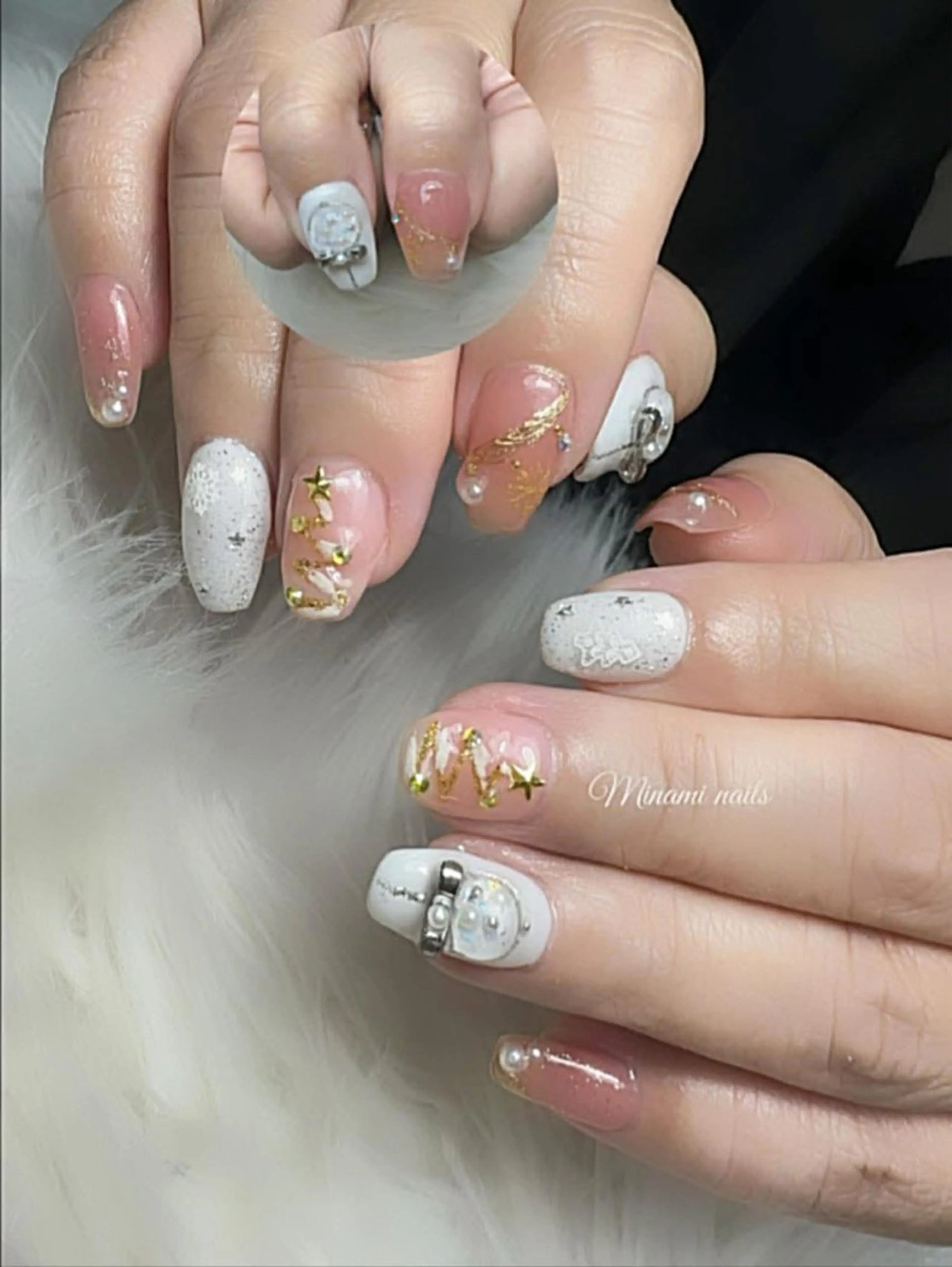 ネイル アートネイル オーロラネイル ガーリー キラキラネイル 韓国ネイル Minami Nailsのネイルデザイン