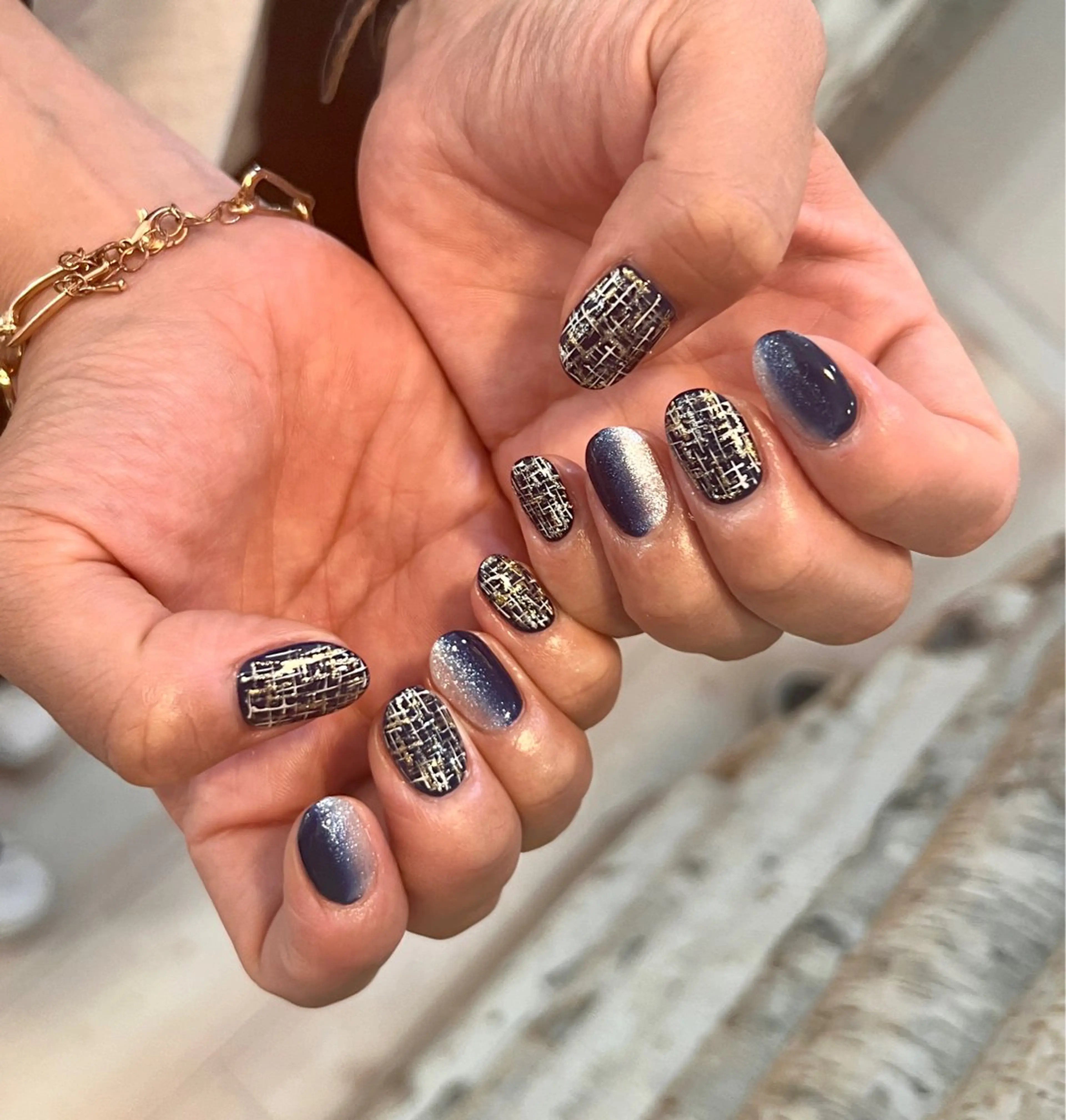 ネイル ブルー 持ち込み ネイビー いちじゅう あおいのネイルデザイン