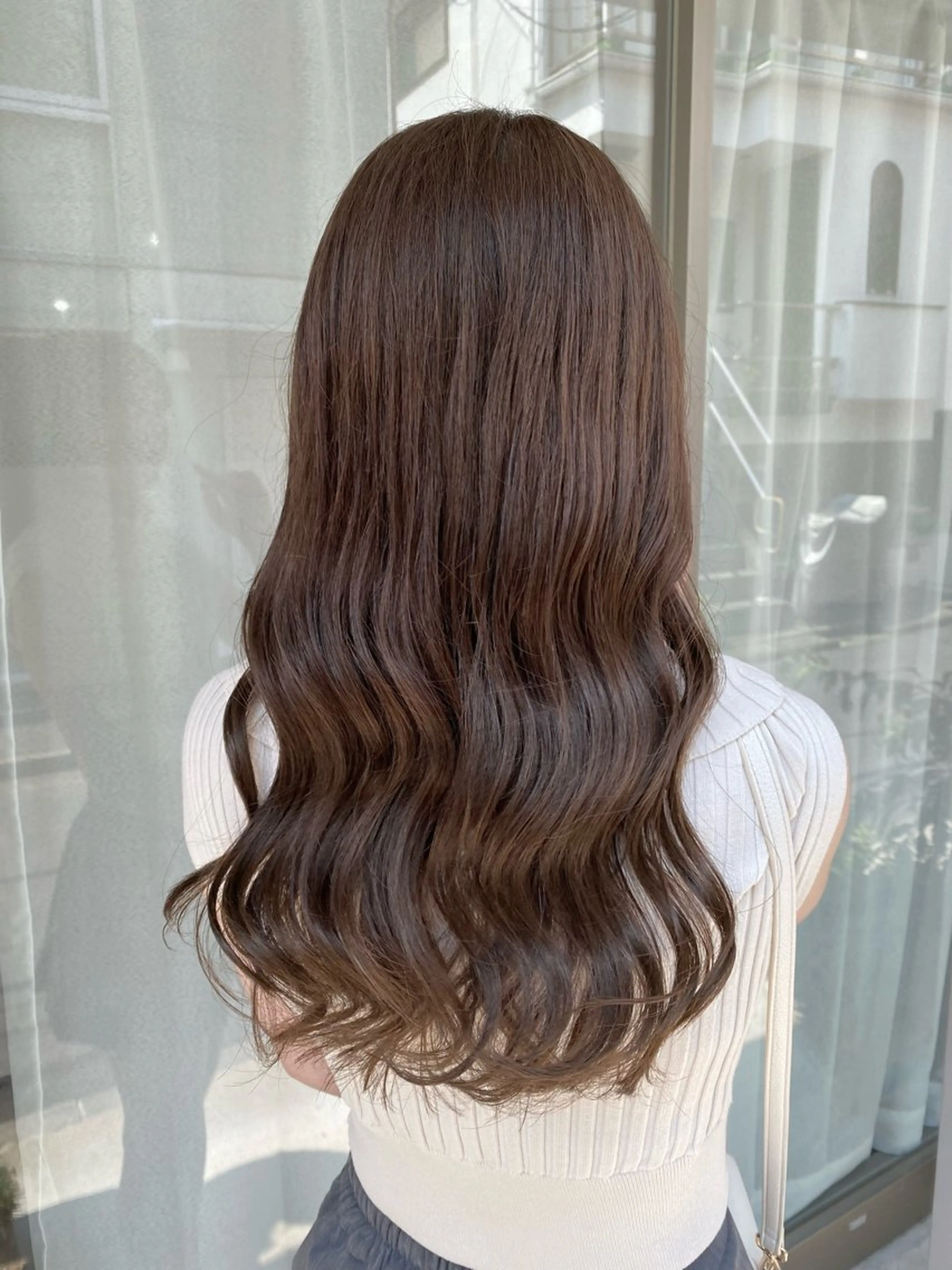 ロング カラー アッシュ ベージュカラー カット ヘアカラー トリートメント グレージュ/レイヤー /韓国ヘア/RISAのヘアスタイル
