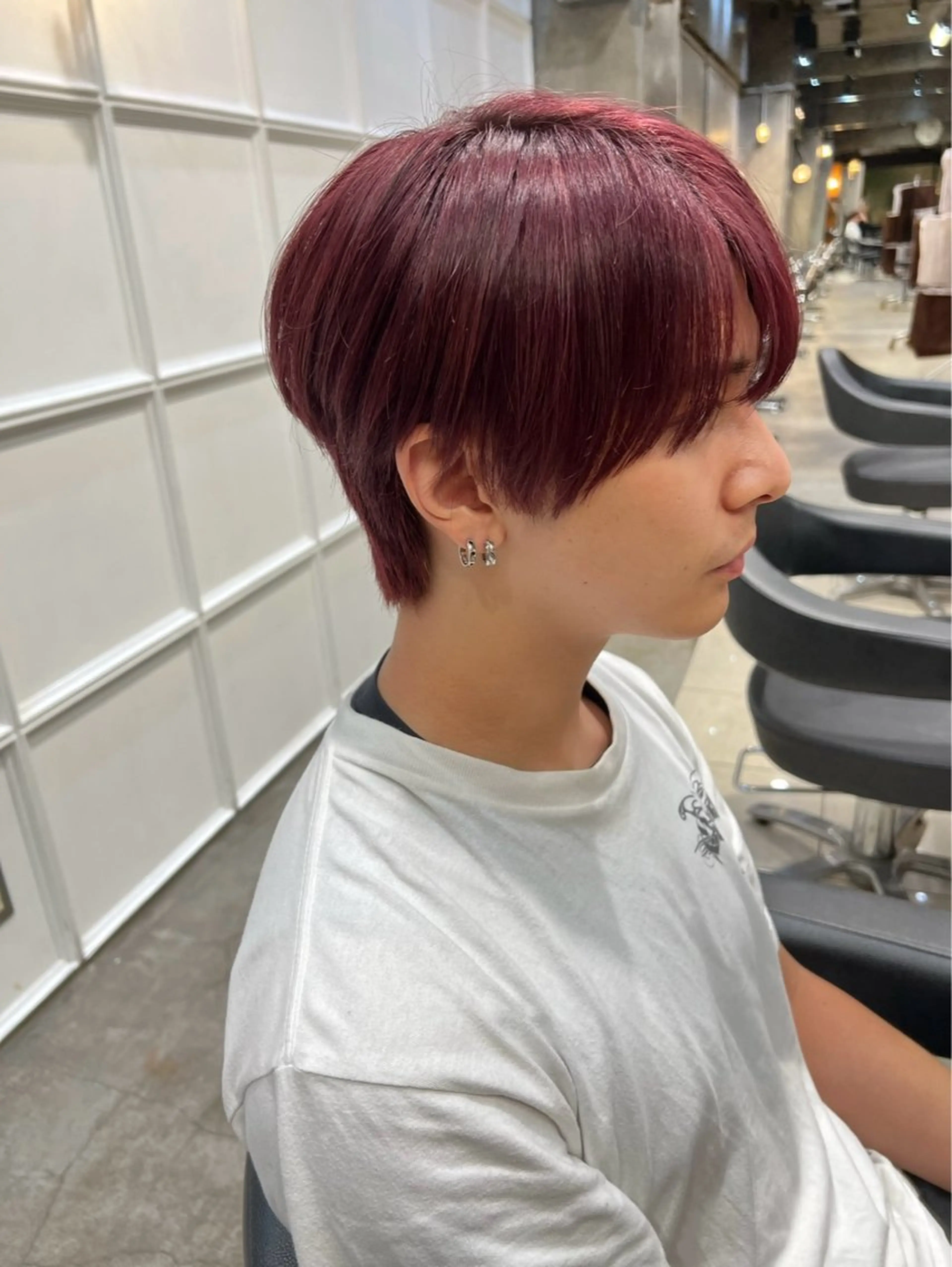 カラー メンズ メンズブリーチ ブリーチ ボルドーカラー レッドカラー ヘアカラー 髪質改善/縮毛矯正 /DAIKIのヘアスタイル