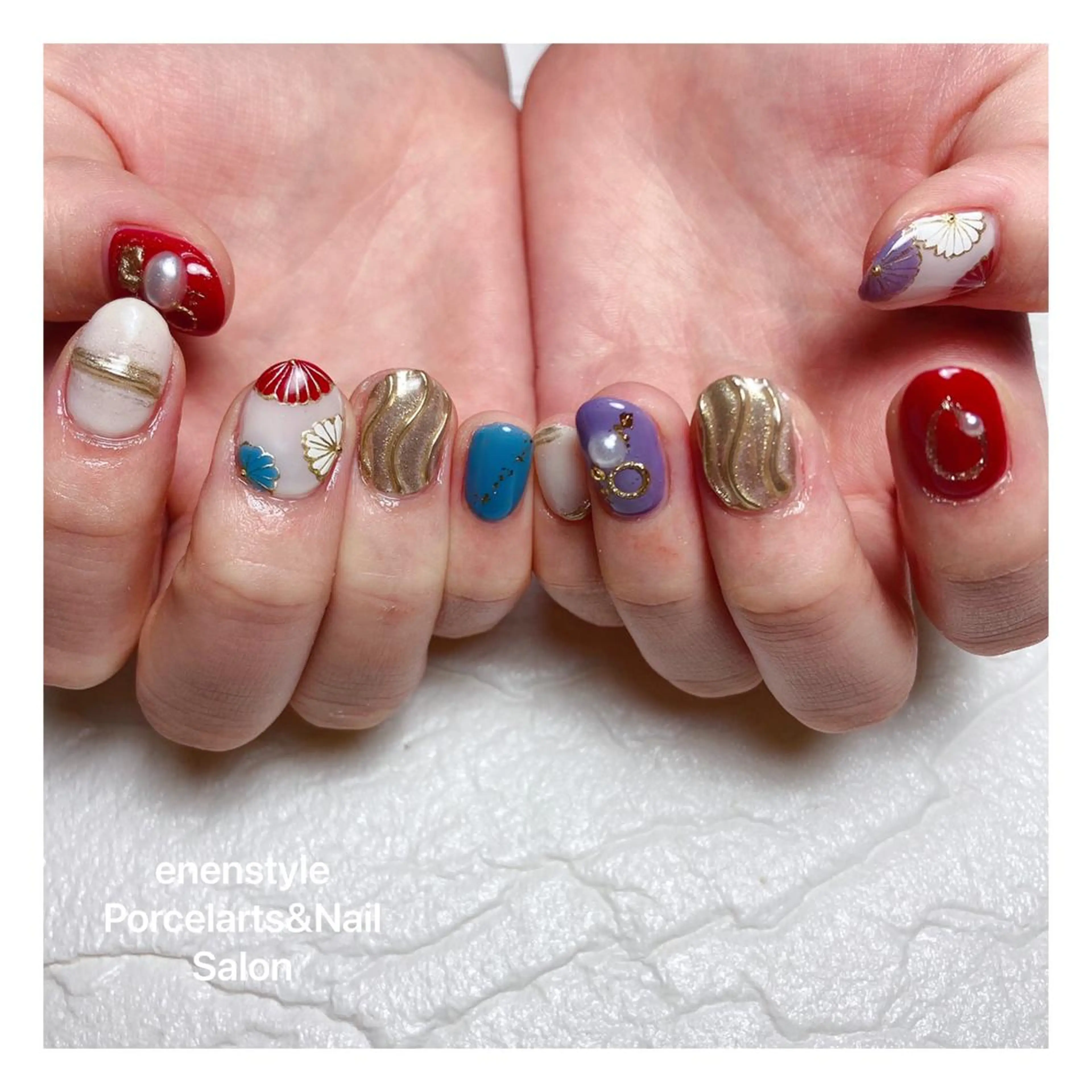 ミディアム ネイル ハンドネイル 👑enen style👑のネイルデザイン