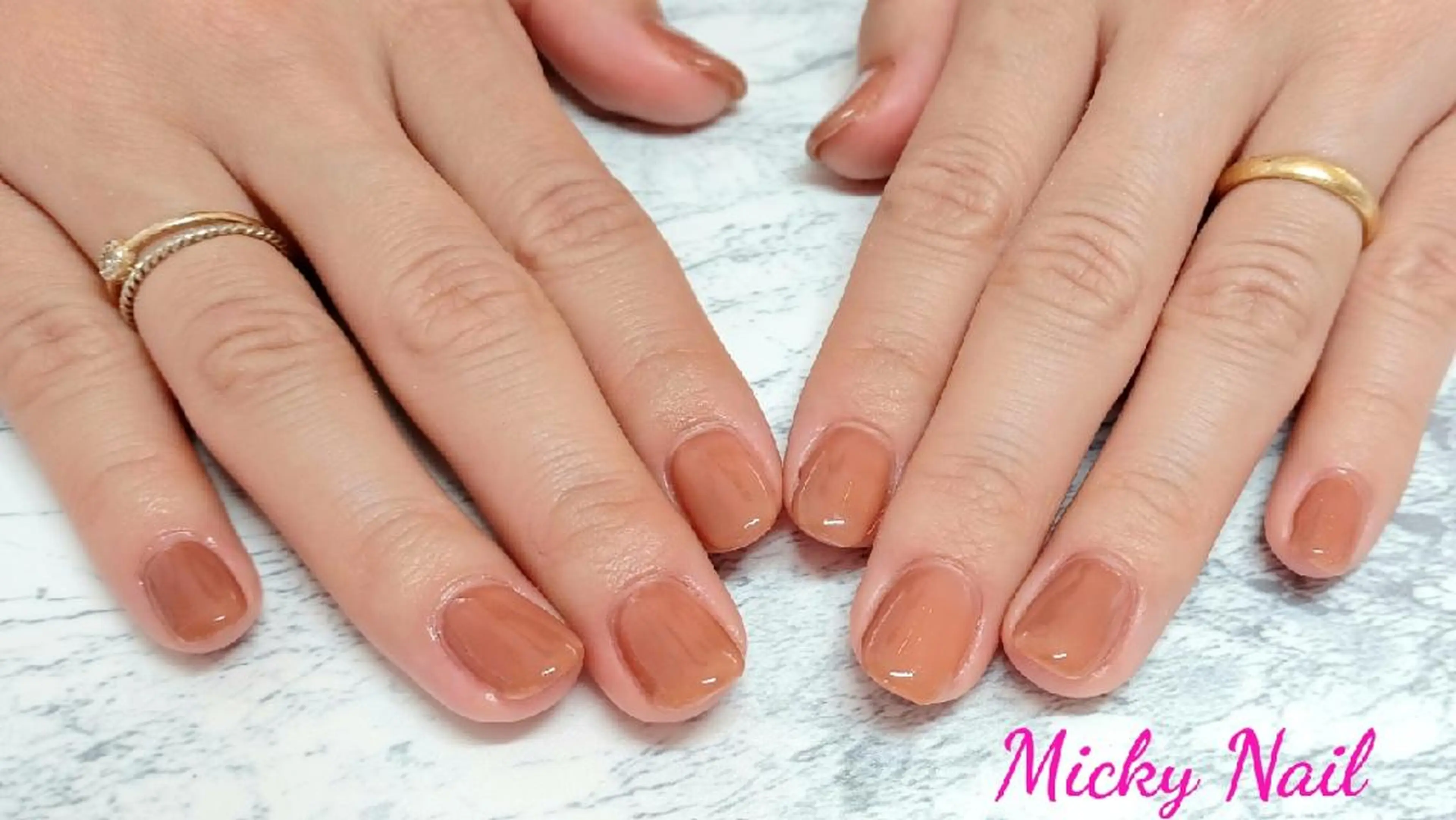 ショート ネイル オレンジブラウン ブラウン ワンカラーネイル オレンジ Micky nail chikushinoのその他イメージ