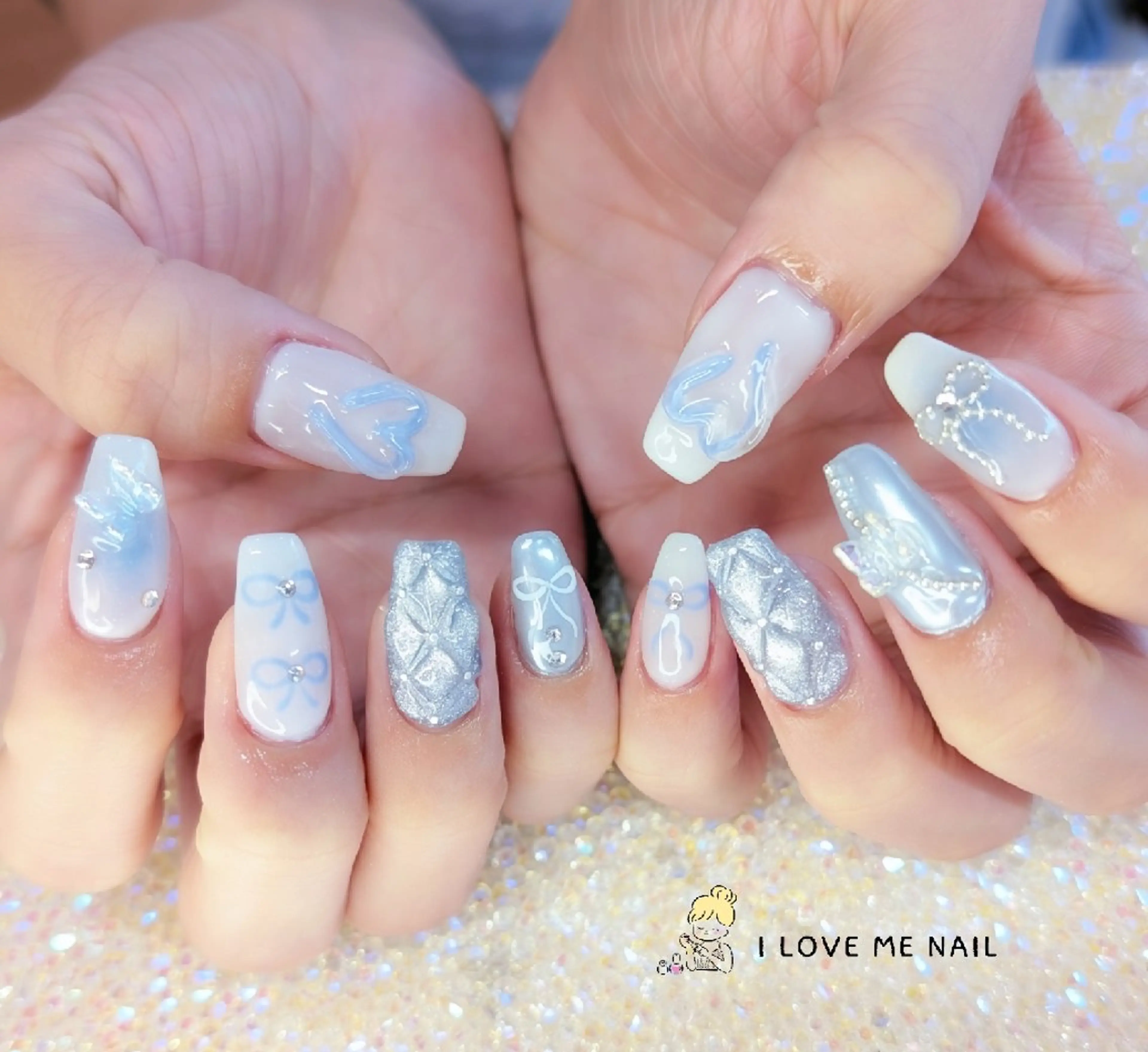 ネイル 長さ出し ハート 韓国ネイル マグネットネイル ニュアンスネイル ハンドネイル I LOVE ME NAIL.｡.:*♡のネイルデザイン