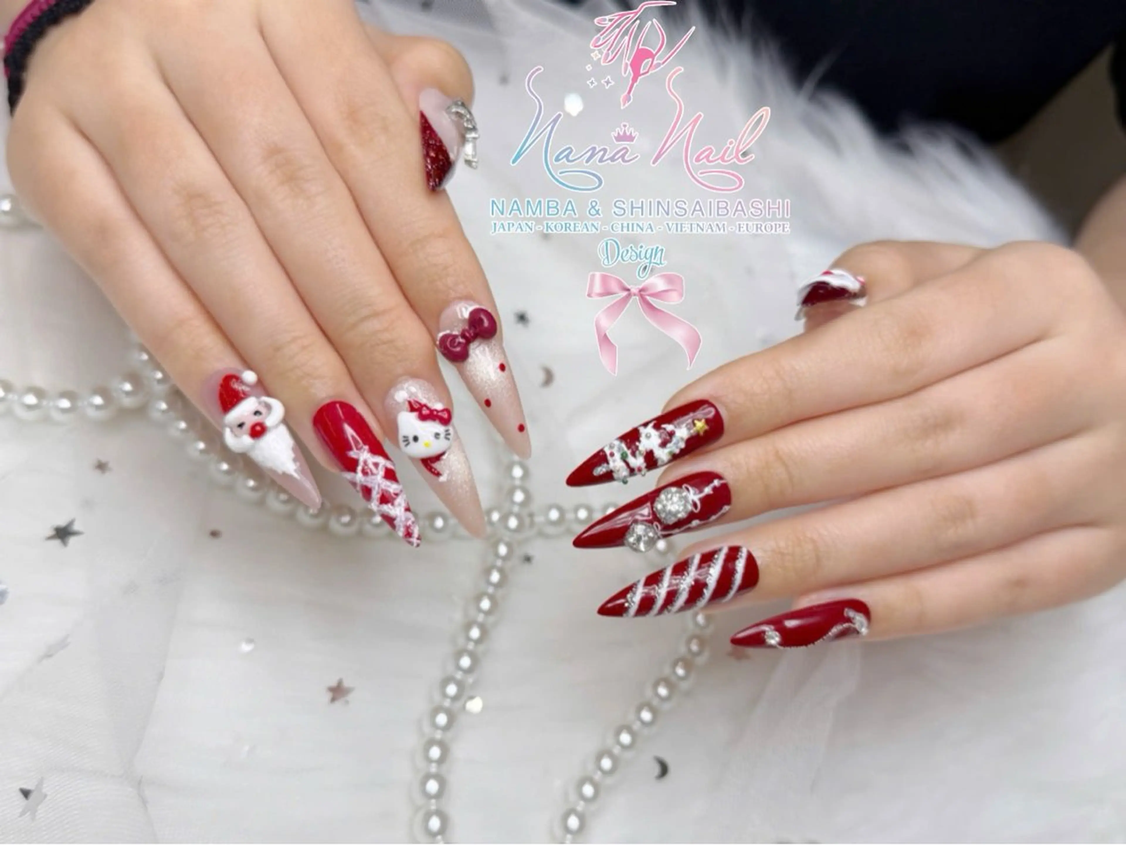 ロング クリスマス ハンドネイル リナネイル 長堀橋店／東心斎橋店のネイルデザイン