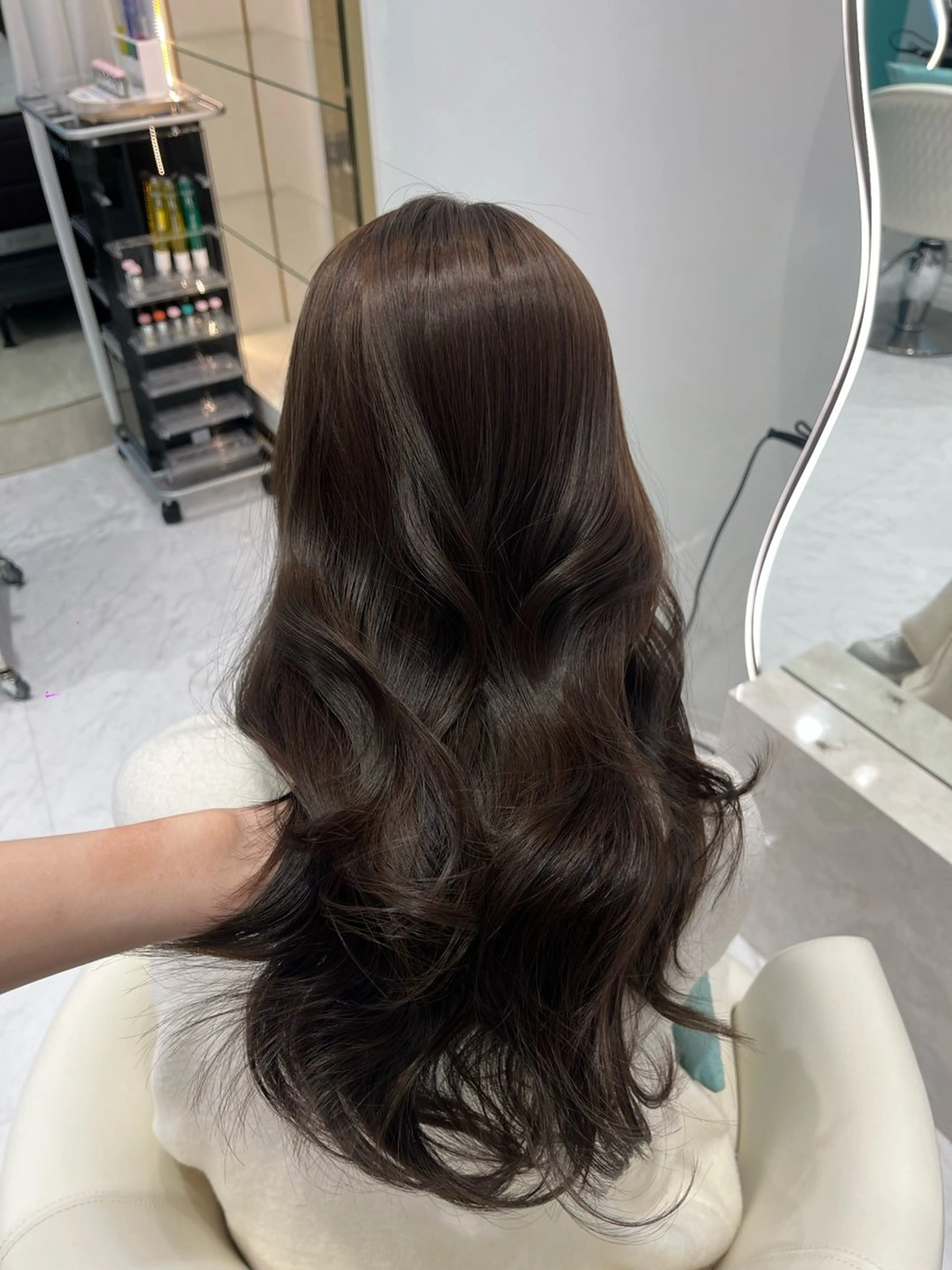 ロング カラー ブラウンカラー マロンブラウン カット ヘアカラー トリートメント 名駅/大人韓国ヘア 艶カラー/Rihoのヘアスタイル