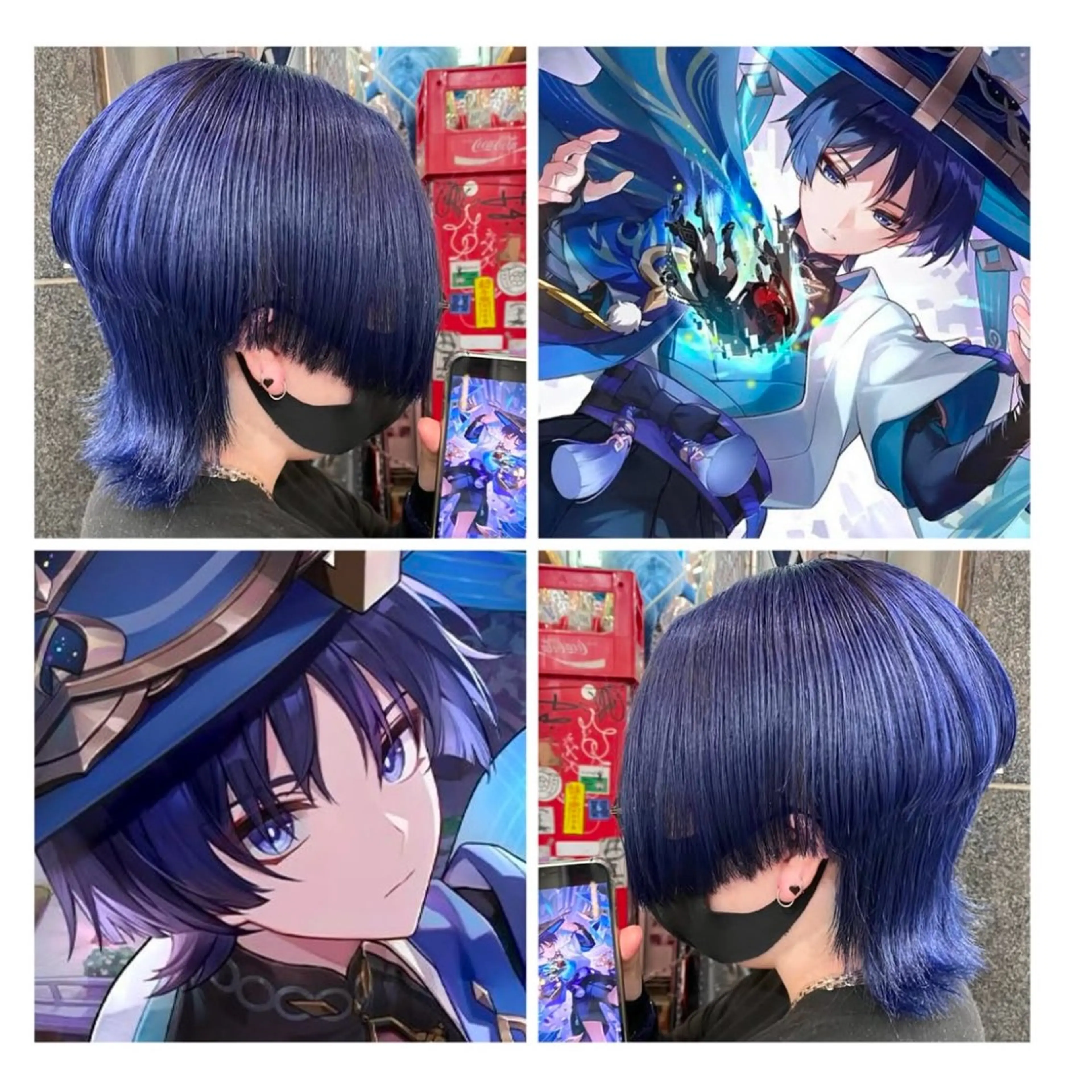 ショート カラー ブリーチ ネイビーカラー パープルカラー ヘアカラー TSUNO🦖 派手髪/オタク美容師のヘアスタイル