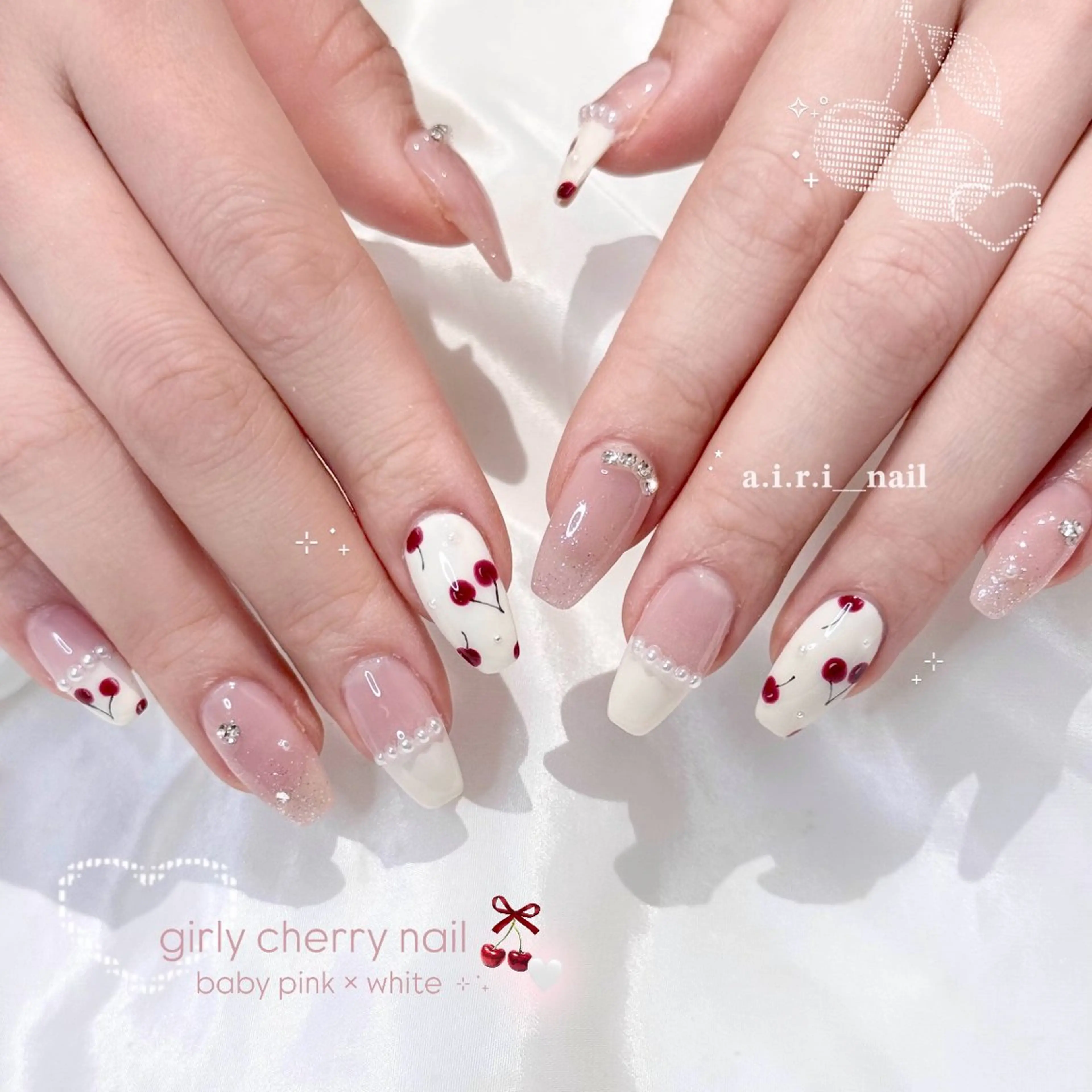 ネイル ジェルネイル マグネットネイル パラジェル ピンク リボン ハンドネイル 𝗮𝗶𝗿𝗶 🌙のネイルデザイン