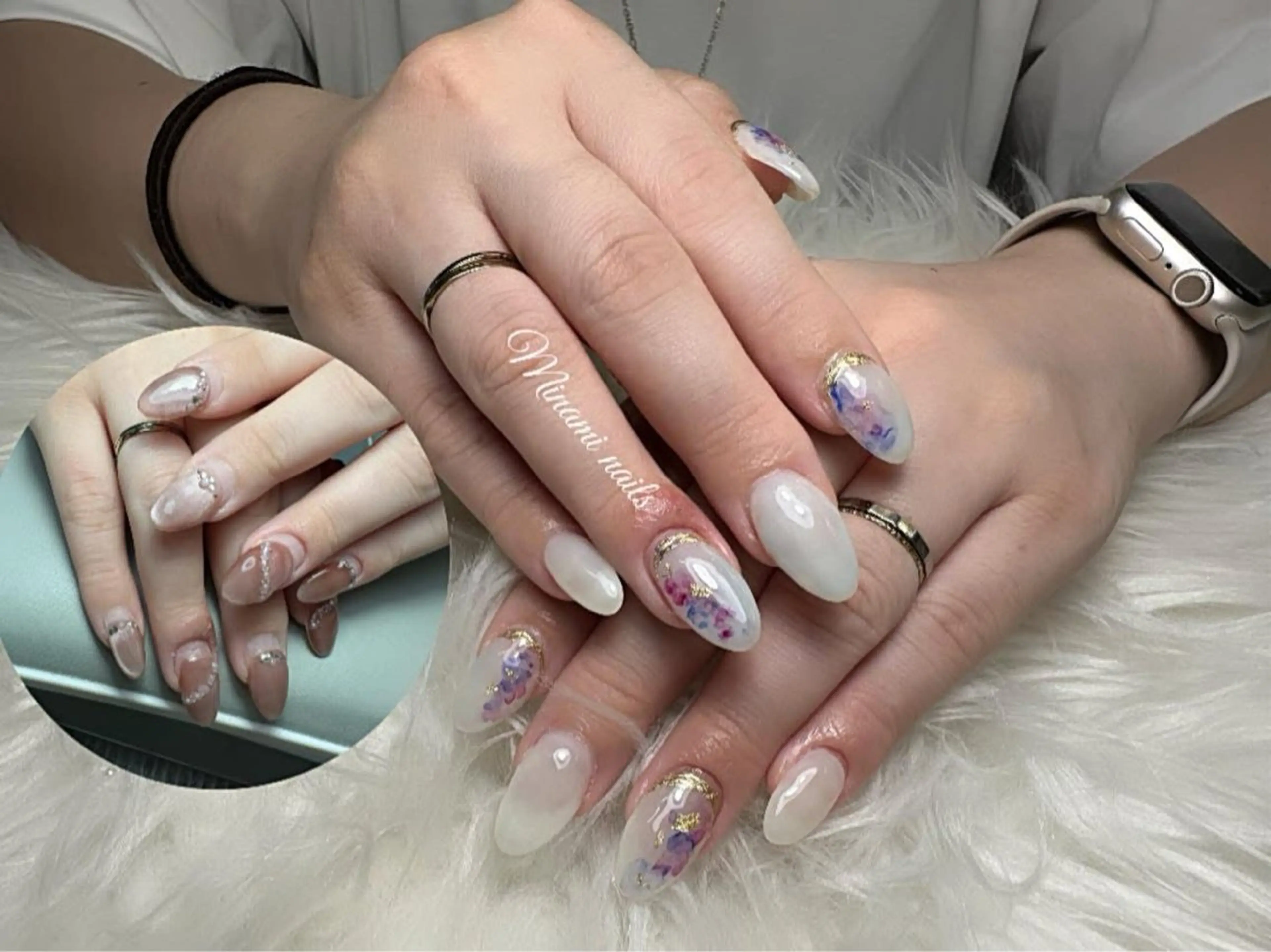 ネイル アートネイル オーロラネイル ガーリー キラキラネイル 韓国ネイル Minami Nailsのネイルデザイン