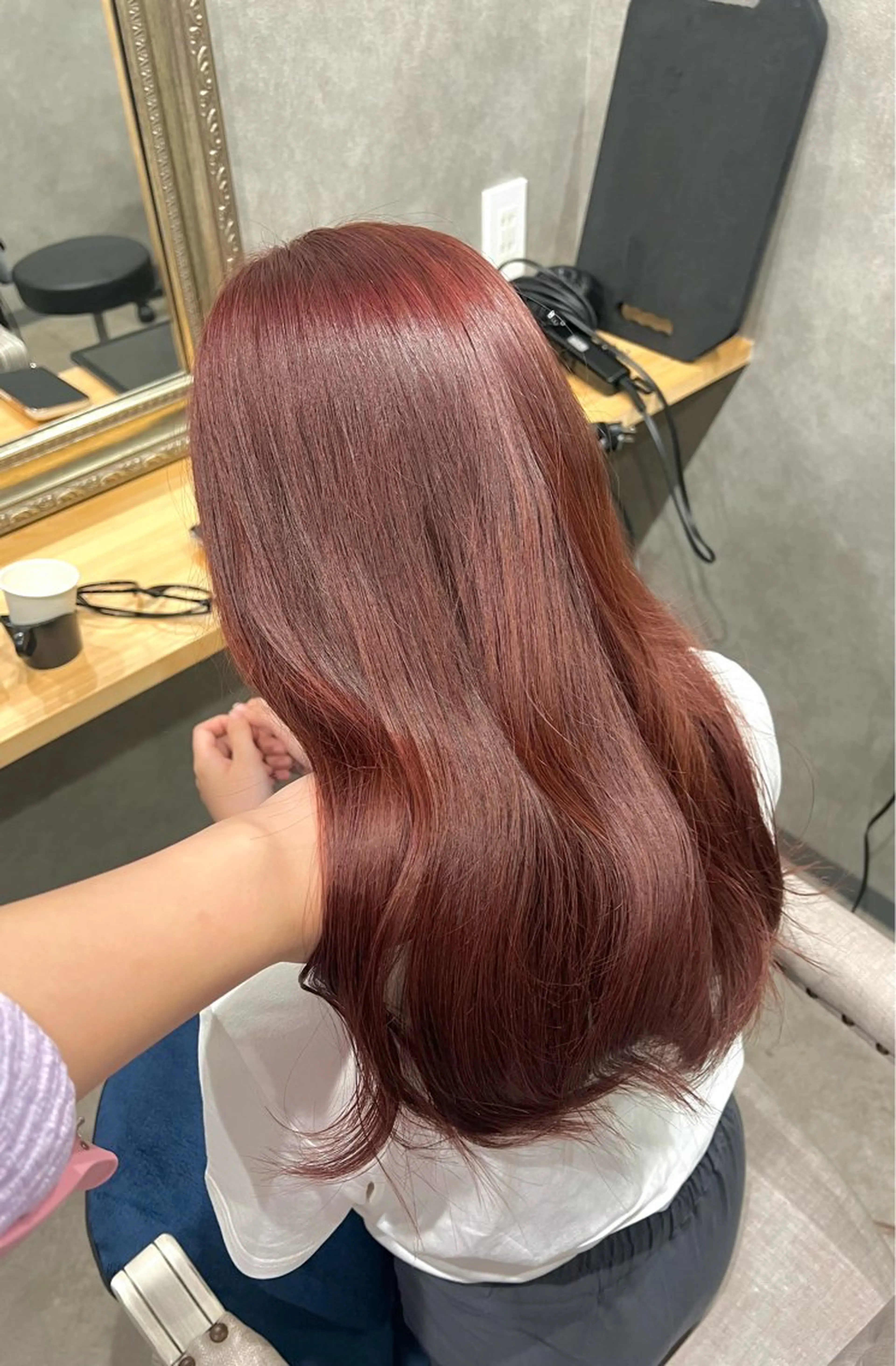 ロング カラー ブリーチ カシス ダブルカラー ブリーチなしカラー ピンクカラー ヘアカラー トリートメント 🎀🕊RION 🩰のヘアスタイル