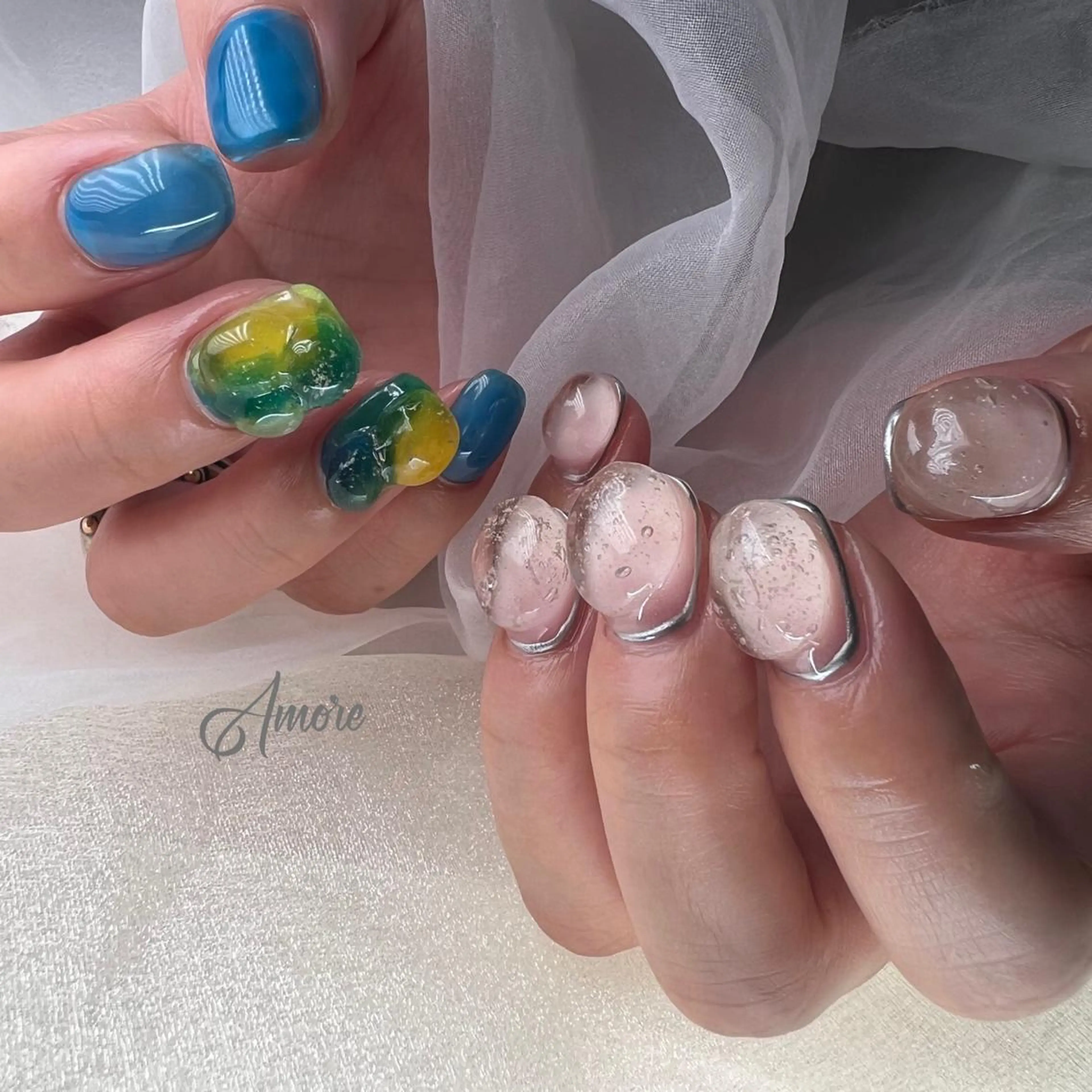 ネイル ジェルネイル 韓国ネイル パラジェル 夏ネイル You kyehwaのネイルデザイン