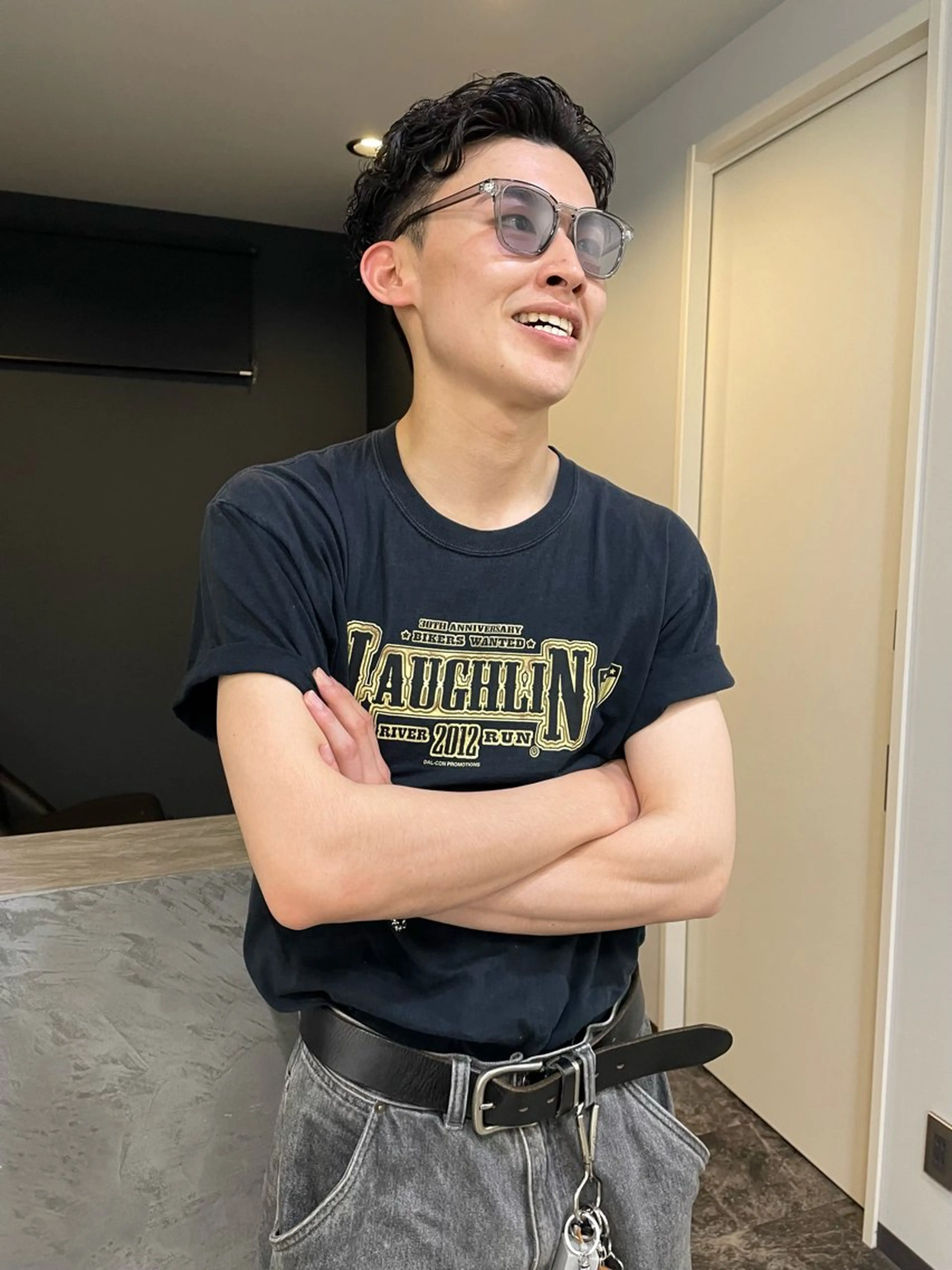 ショート パーマ メンズ オールバック メンズパーマ men'scut募集 /艶カラー/上杉健太のヘアスタイル