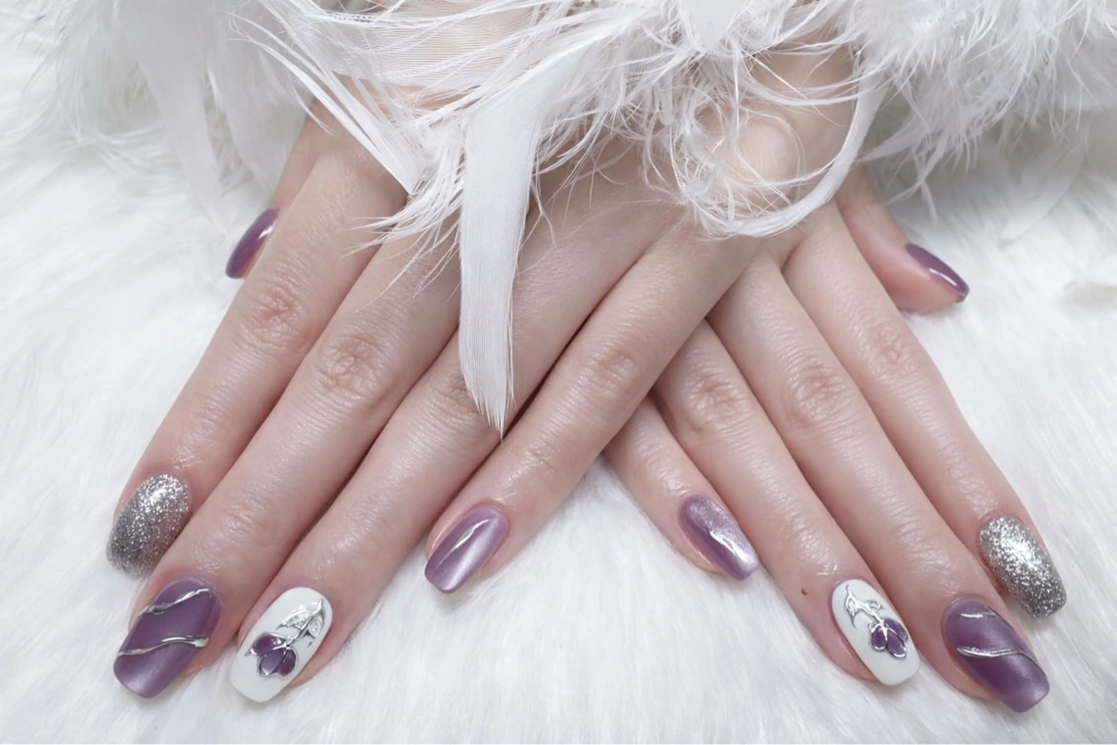 ネイル ラメ(グリッター) マグネットネイル ミラーネイル YCY サロンのネイルデザイン