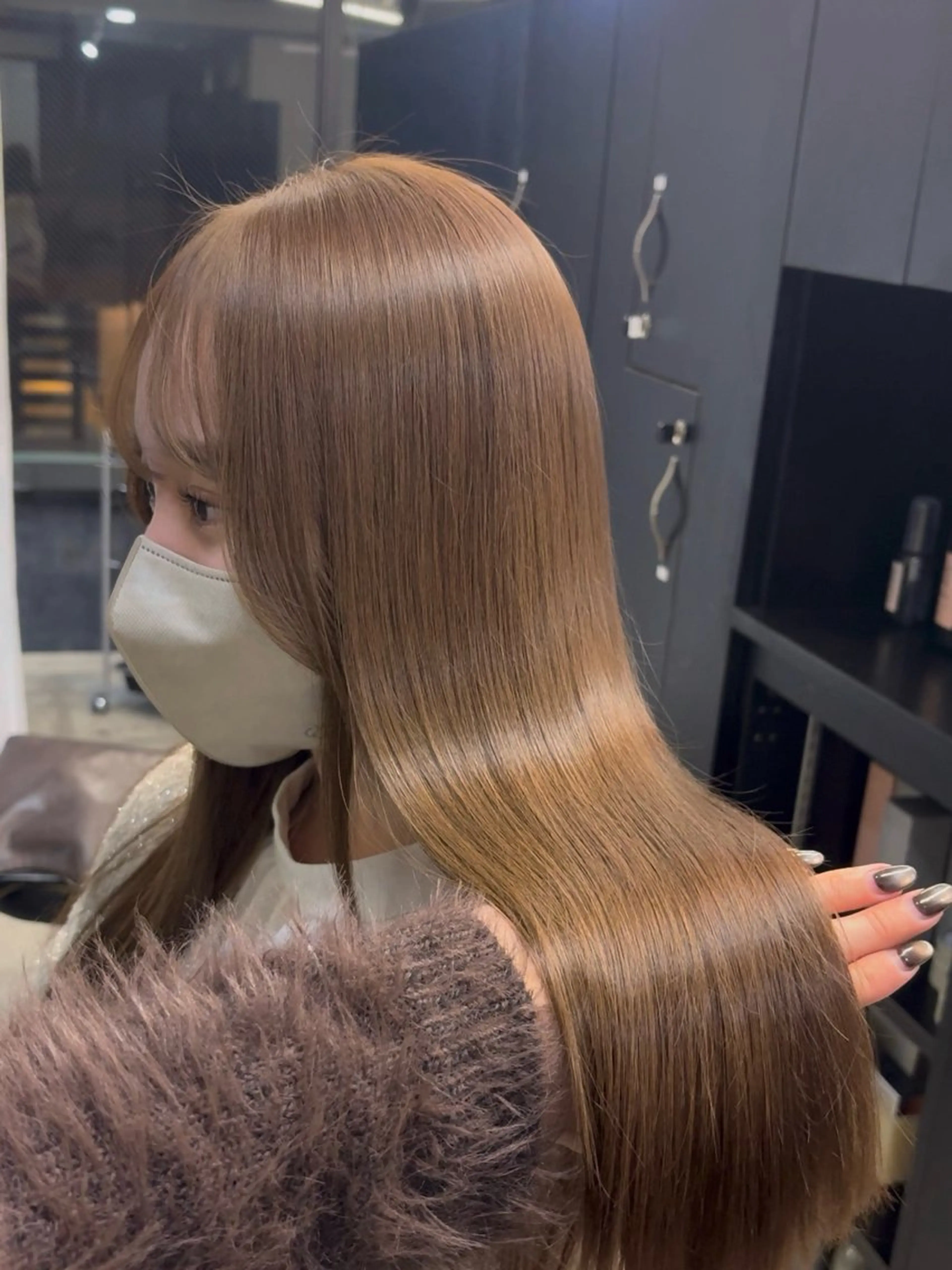 カラー ベージュカラー ブリーチ ヘーゼル ハイトーンカラー ブリーチなしカラー ヘアカラー meby所属・🩵福岡ブリーチなし レイヤー/紫音🩵のヘアスタイル