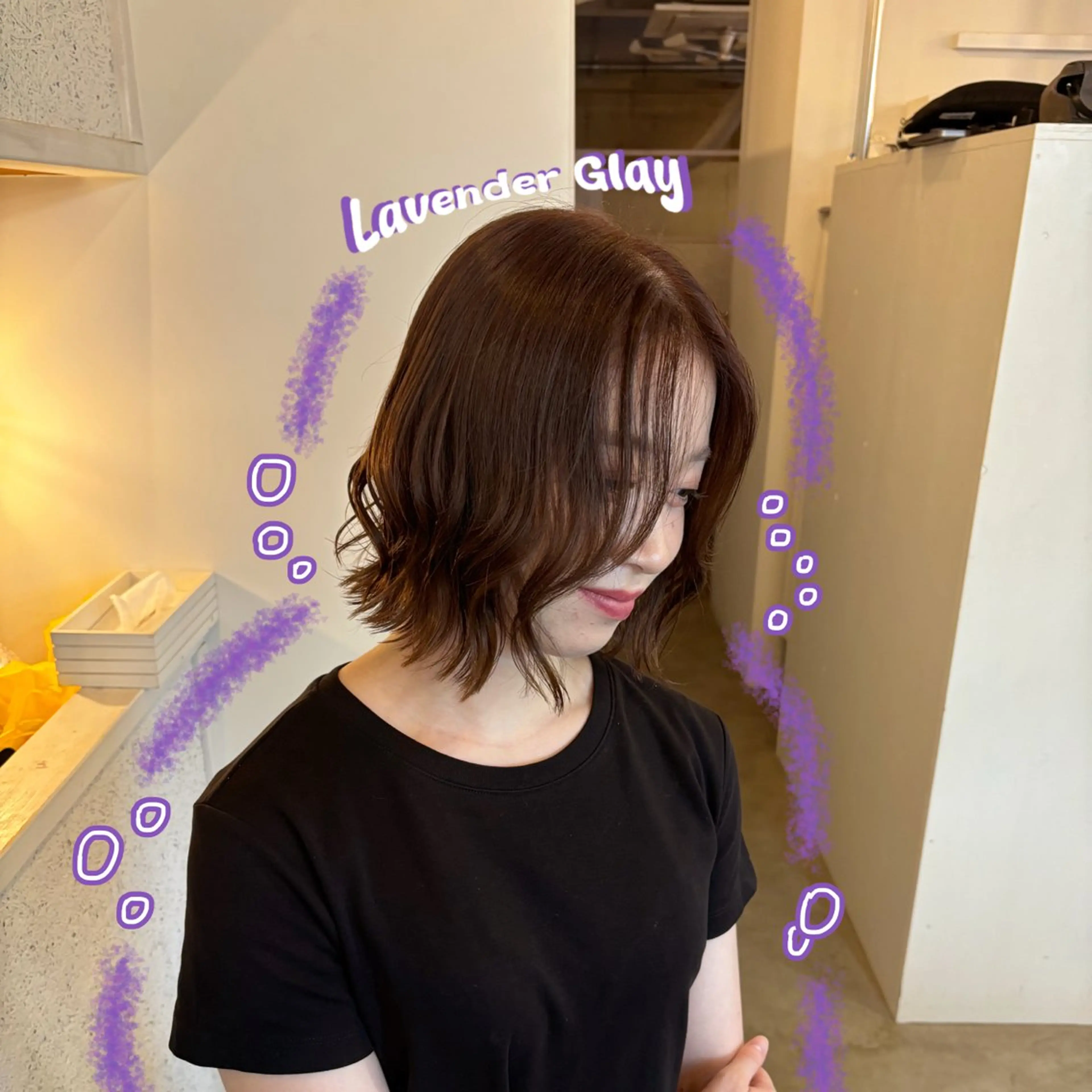 ミディアム カラー 韓国風カラー ラベンダーカラー 韓国風ヘア ヘアカラー トリートメント 🌼ブリーチ/個性派 ヘアセットMei🌼のヘアスタイル