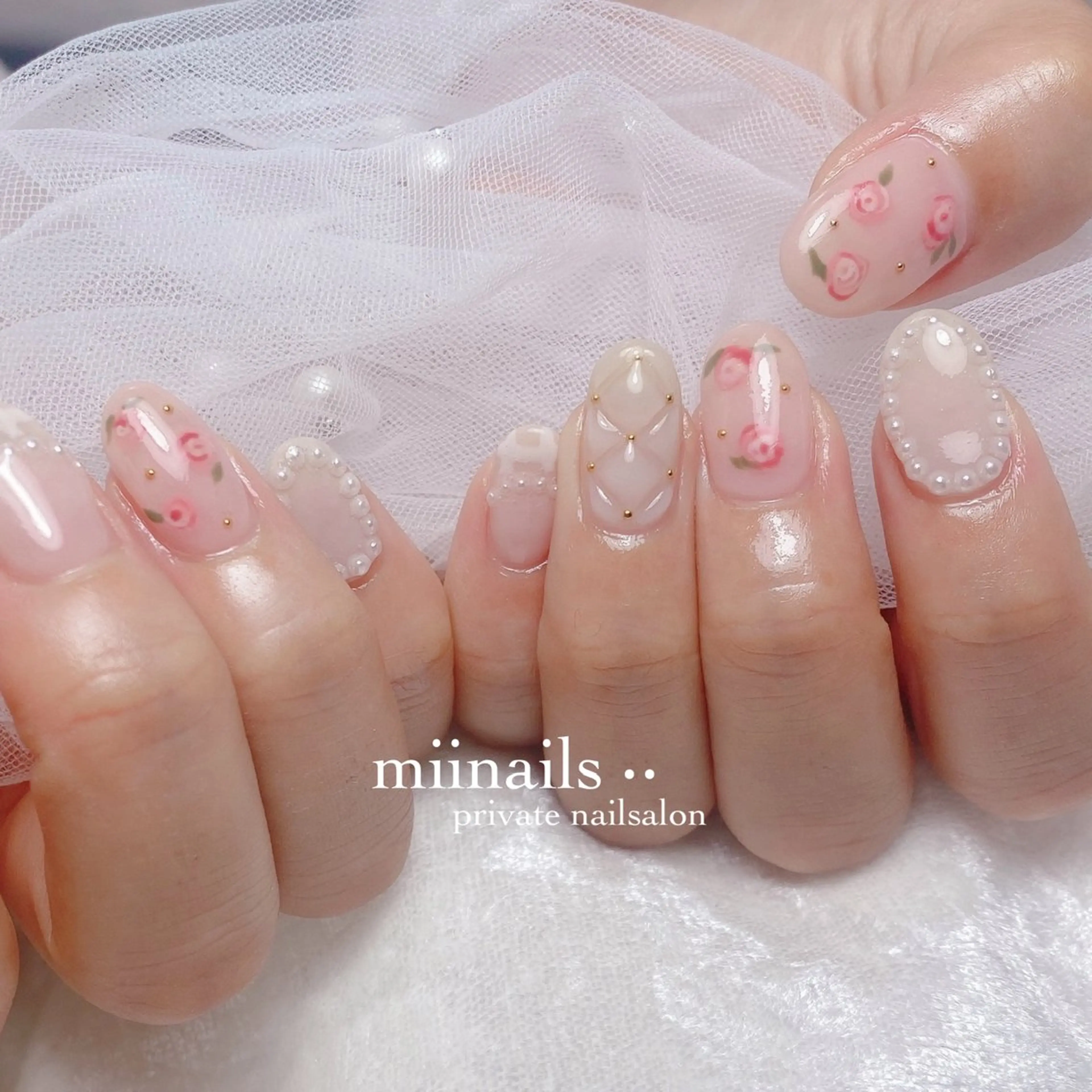 ネイル フレンチネイル 韓国ネイル ワンホンネイル ハンドネイル nailsalon miinailsのネイルデザイン