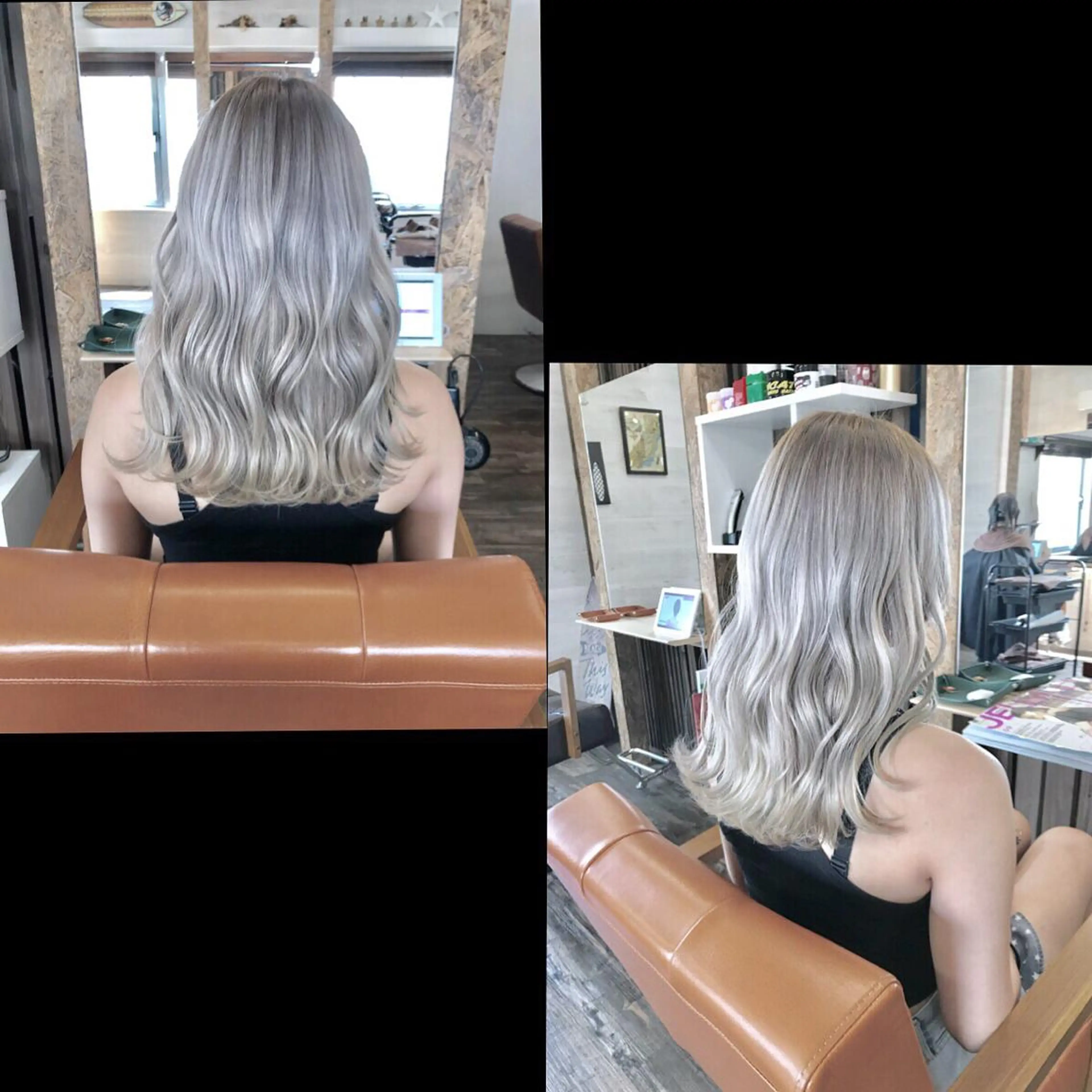 セミロング ヘアカラー ✯カラー&編み込み エクステ✯池田智博✯のヘアスタイル