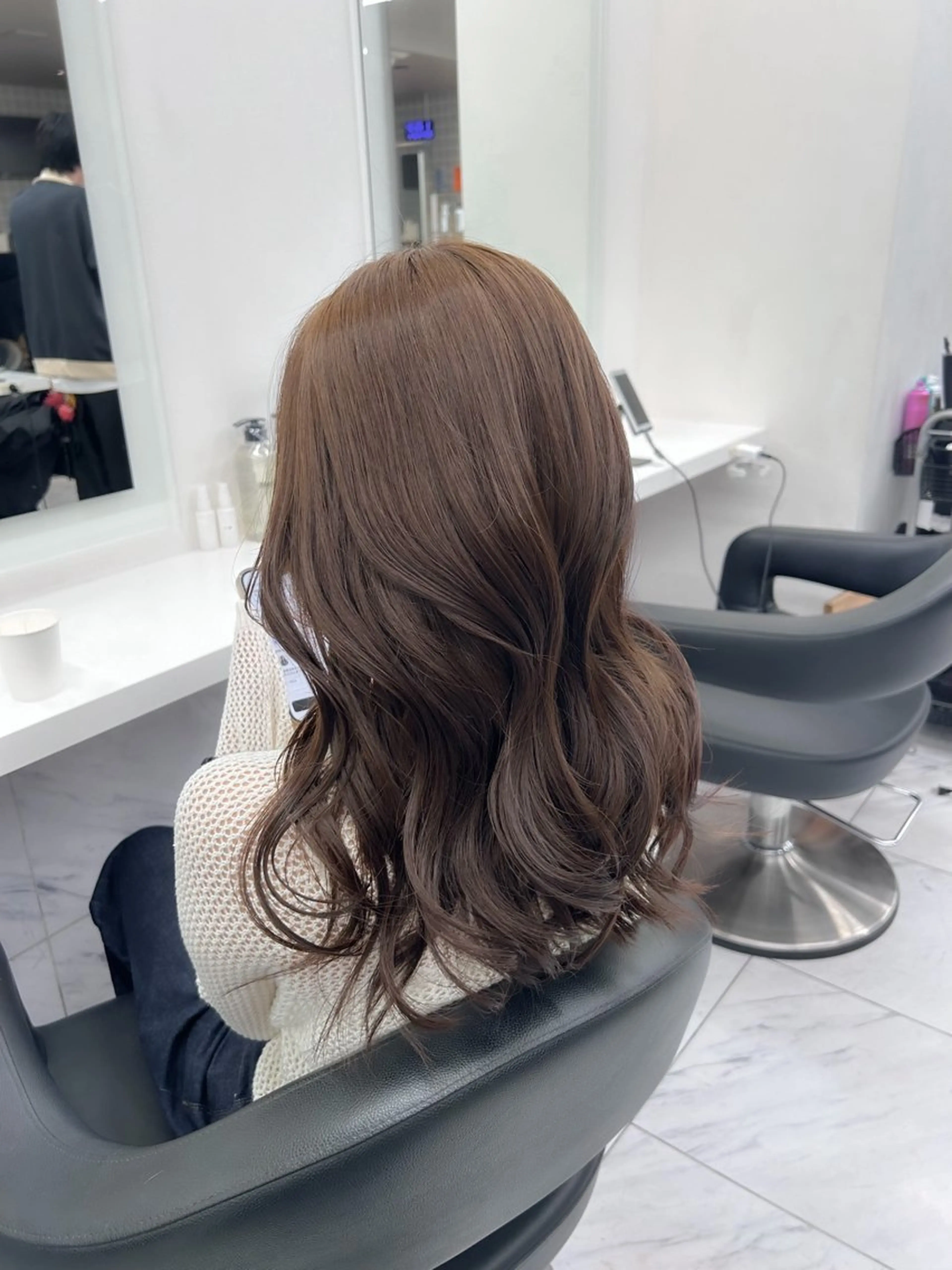 ロング カラー パーマ ヘアアレンジ メンズ キッズ ブリーチなしカラー/ ブラウン/レイヤーのヘアスタイル