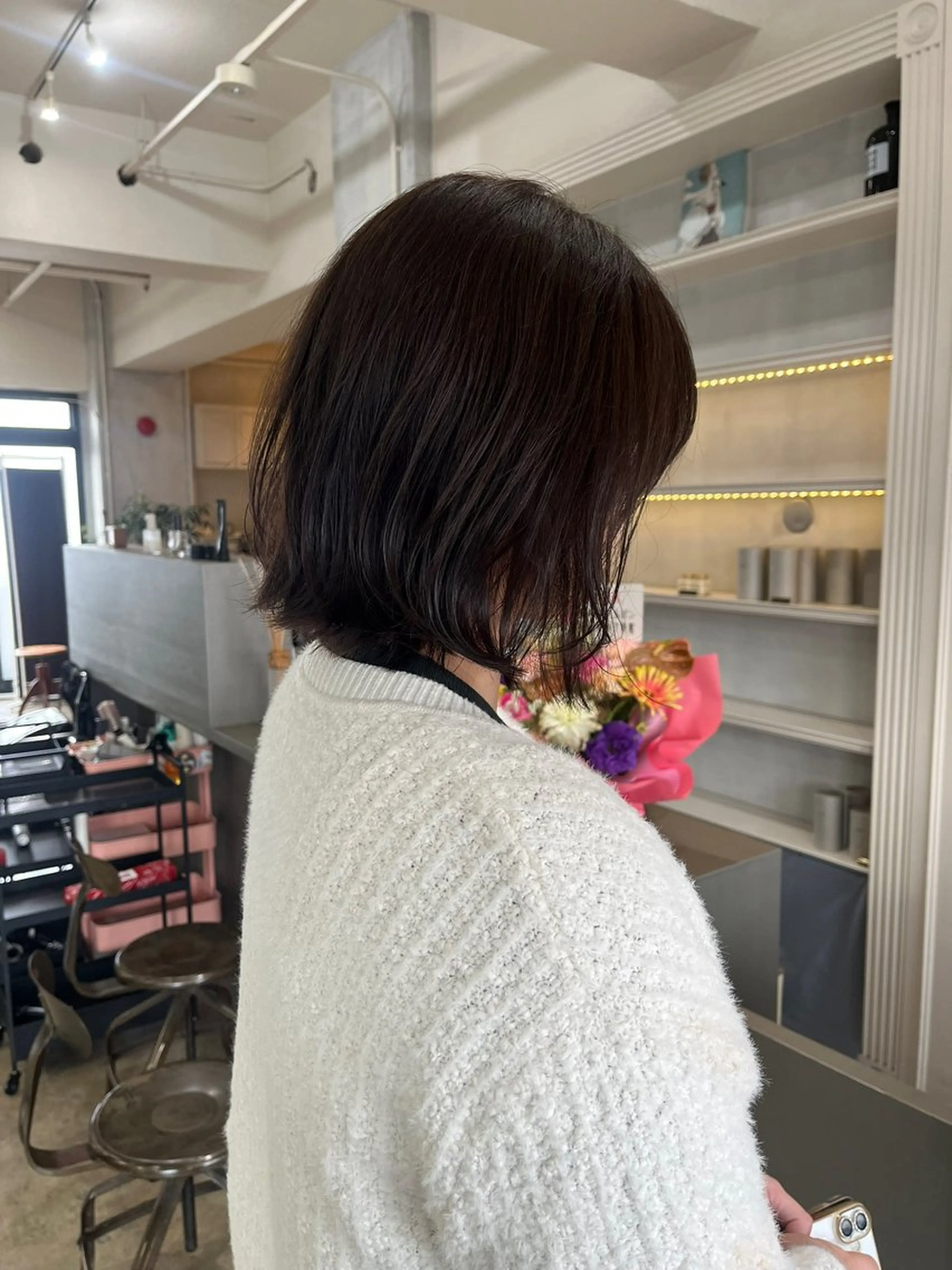 ミディアム カット ヘアカラー トリートメント 髪質改善×ブリーチ 無しWカラー🫧天神のヘアスタイル