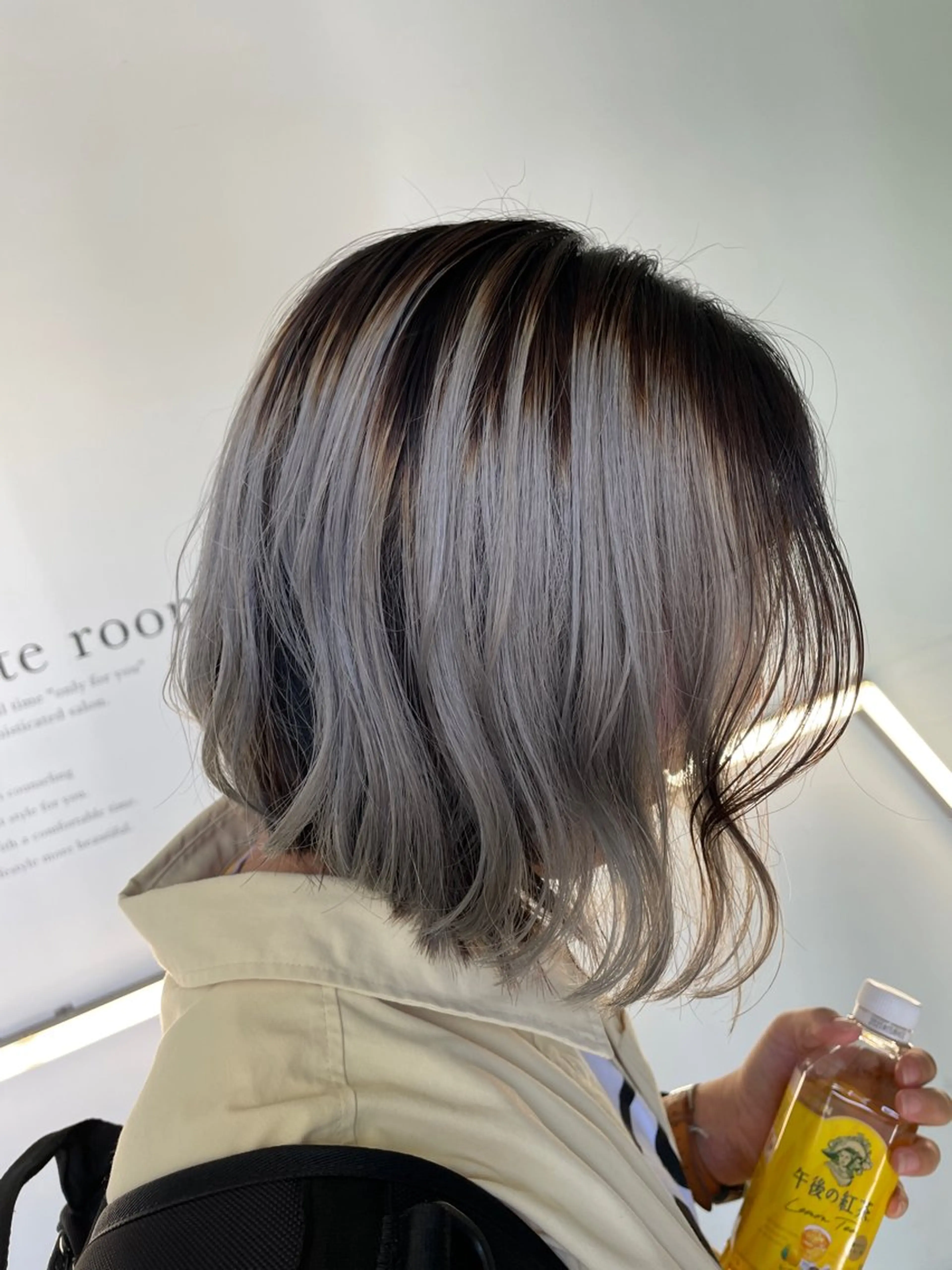 ミディアム カラー ブルーカラー デザインカラー シルバー ヘアカラー トリートメント Share Salon Reco【GARDEN】所属・末石 智のヘアスタイル