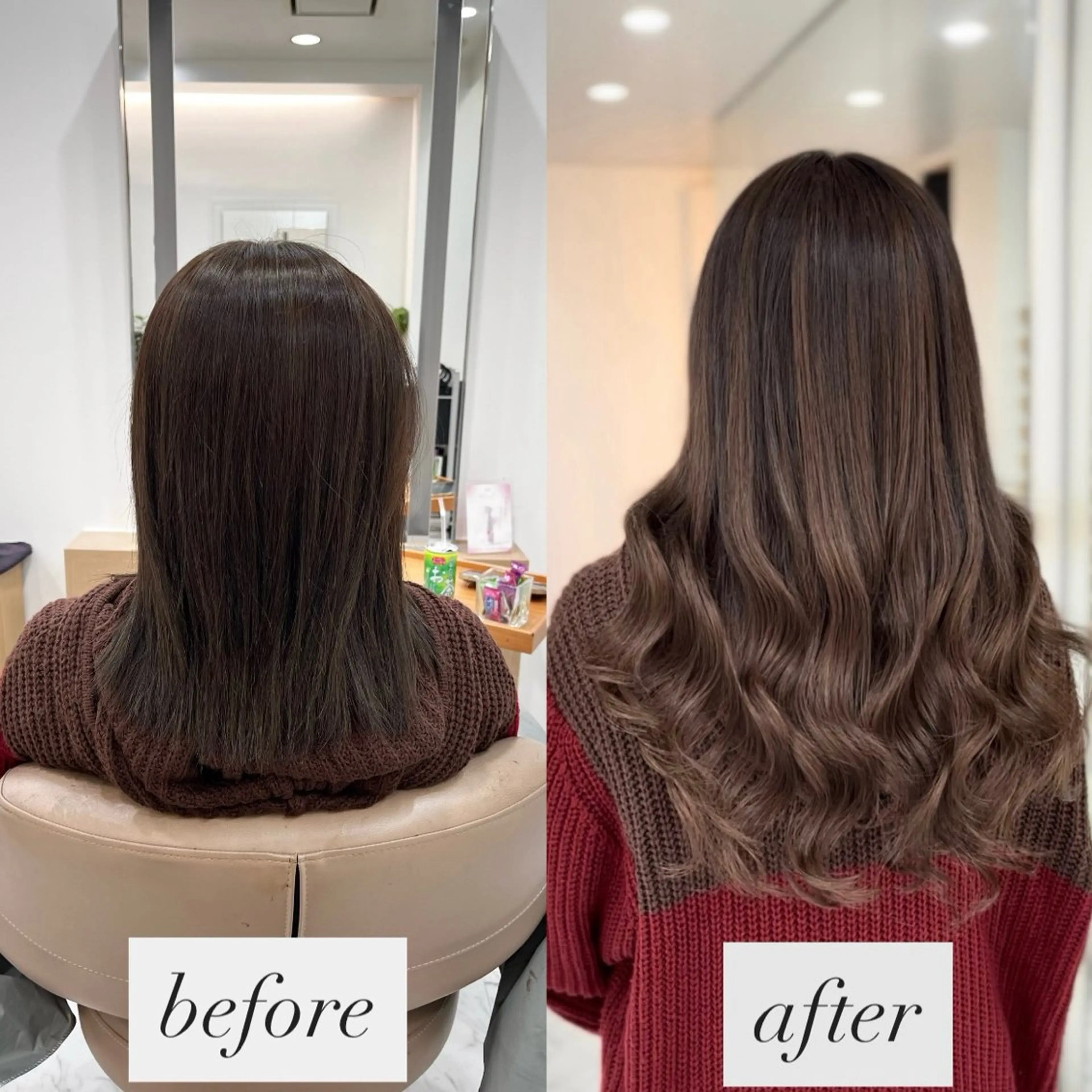 ロング カット ヘアカラー エクステ 赤み消し透明感カラー オオヤマのヘアスタイル