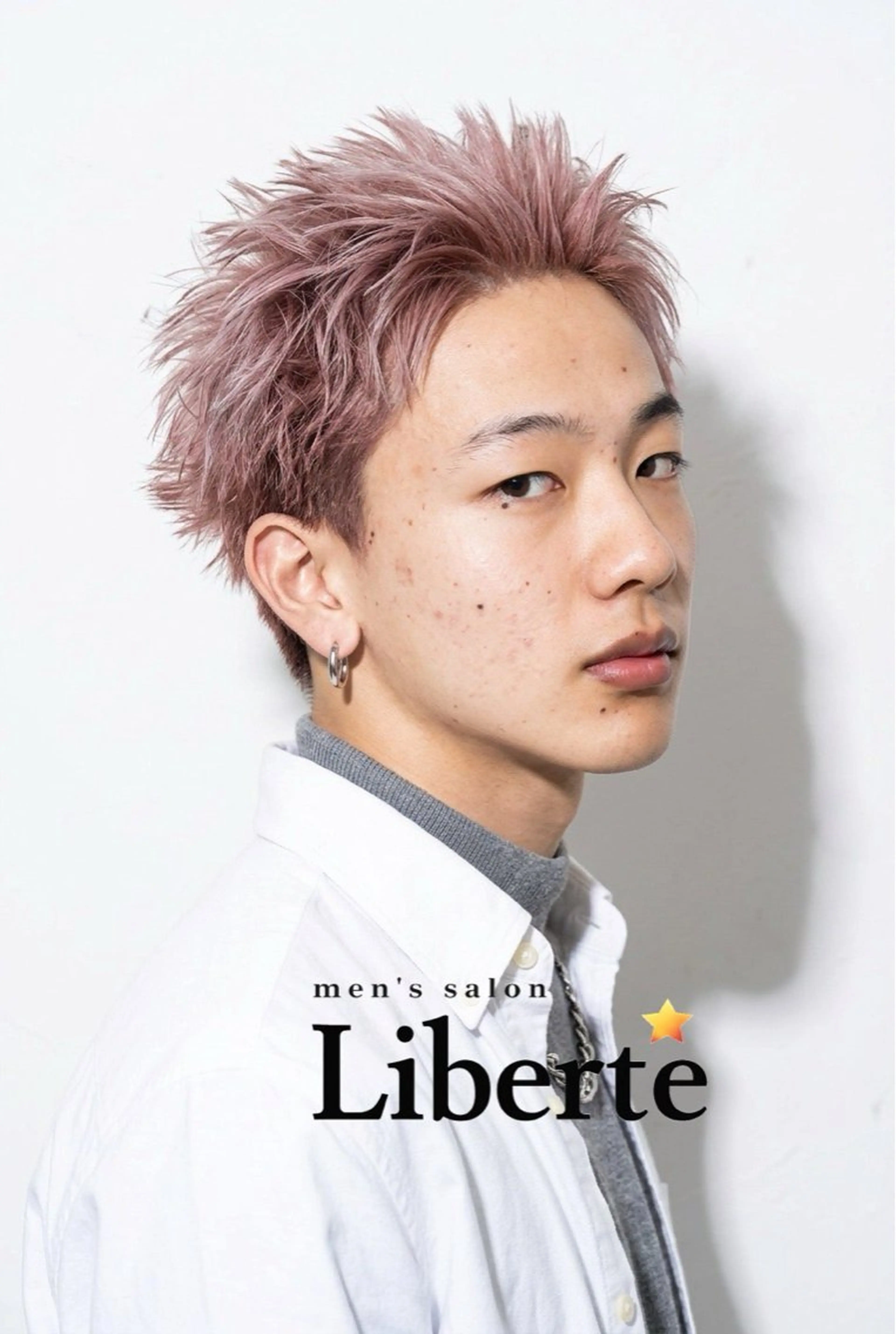 ショート カラー メンズ メンズハイトーン スパイキーショート ハイトーンカラー ピンクカラー ショートヘア 心斎橋メンズサロン リベルテグリットのヘアスタイル