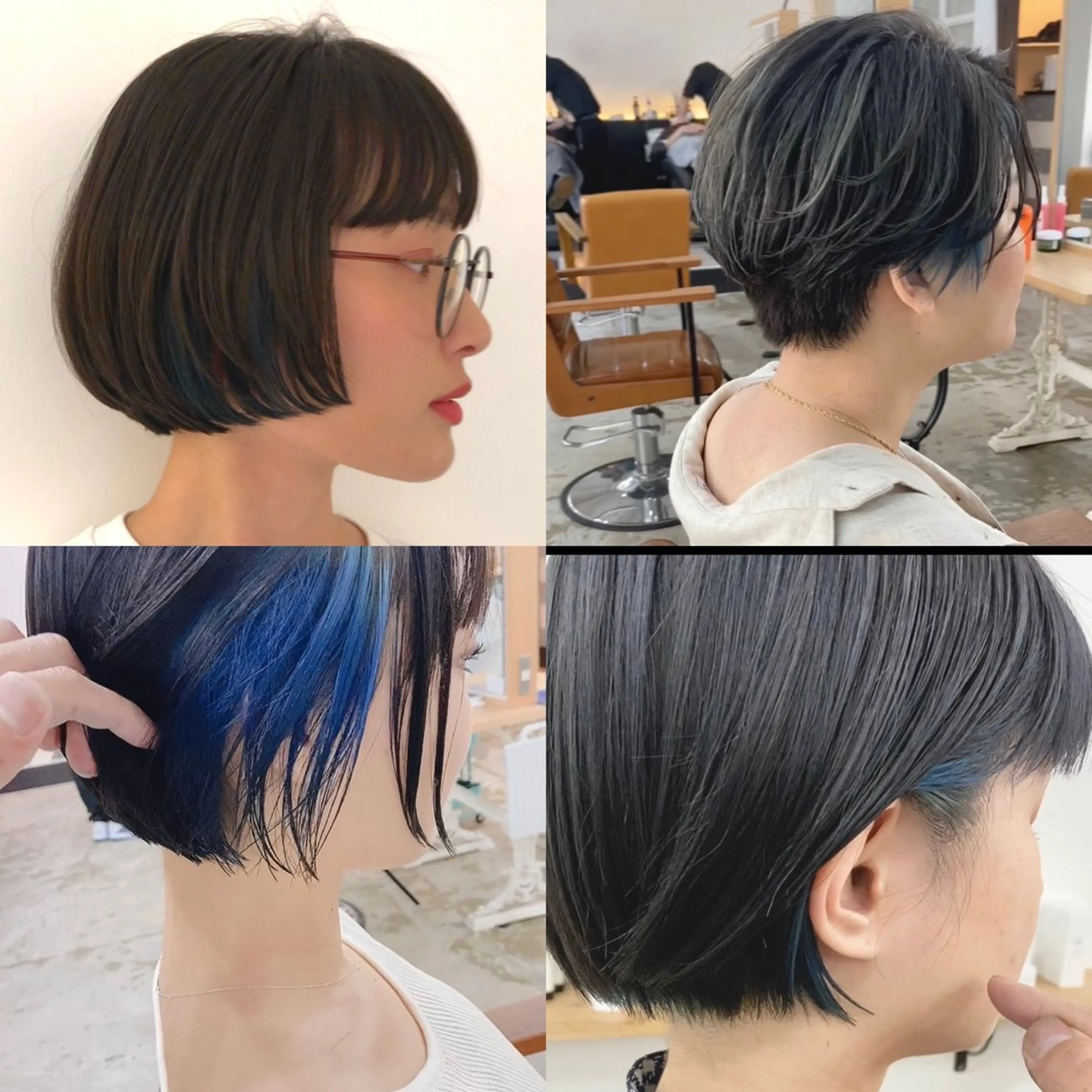 ショート カラー ブルーカラー イヤリングカラー ショートヘア ショートヘア、ボブ こやさん　コヤマのヘアスタイル