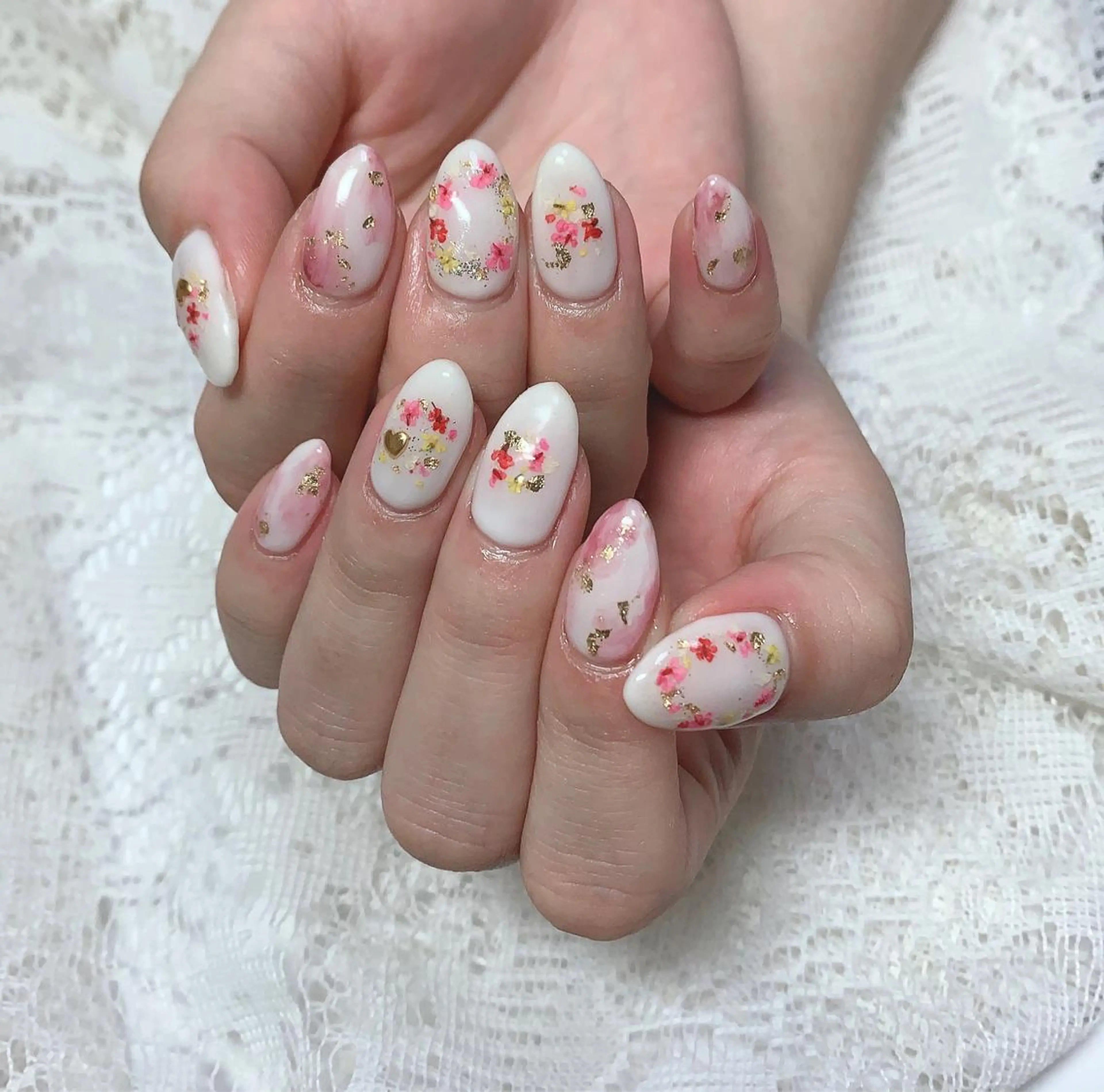 ネイル アートネイル フラワーネイル ジェルネイル パラジェル ピンク ベテランネイル cnc  nailのネイルデザイン