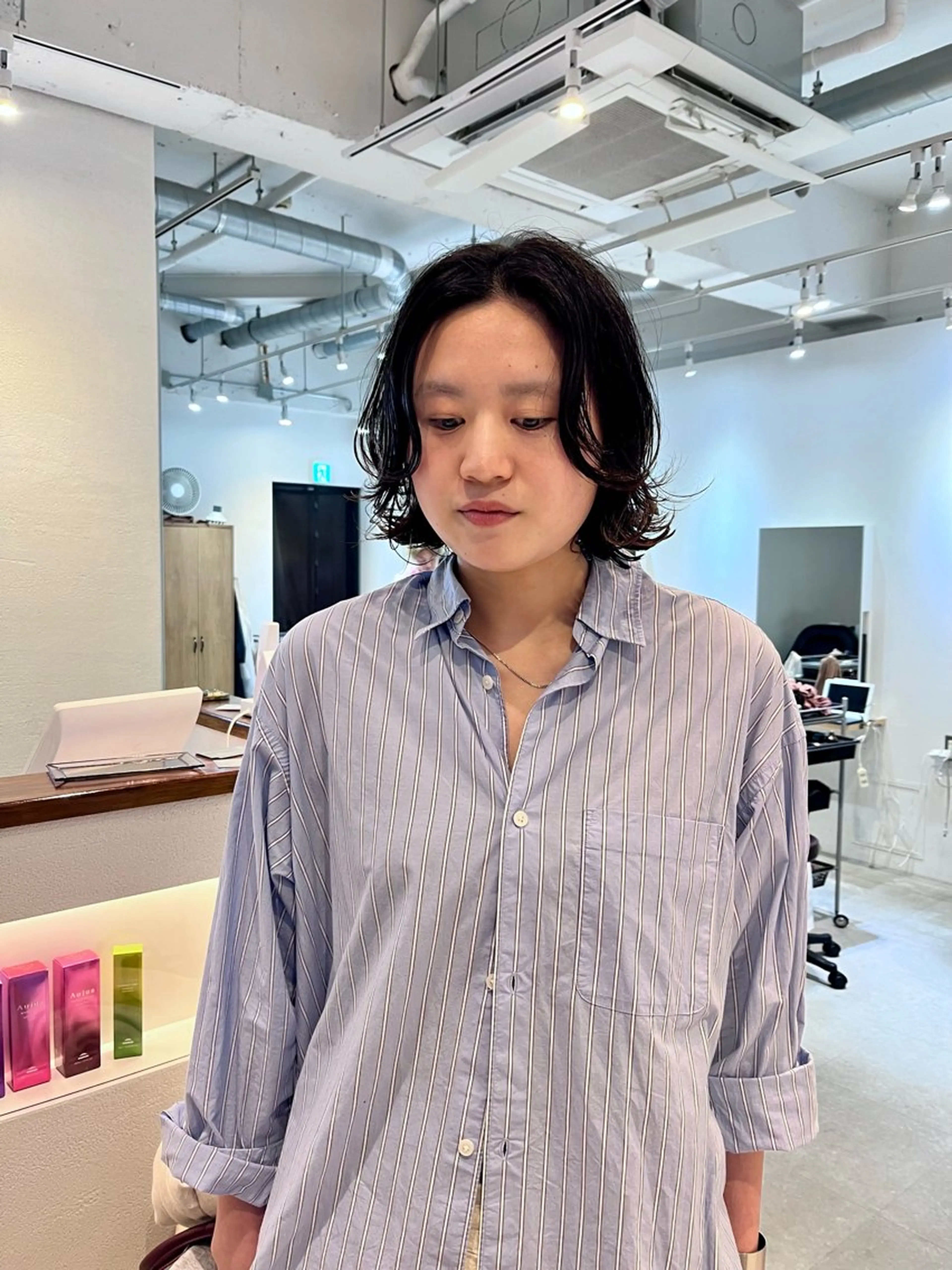 ショート パーマ ボブ 外ハネヘア カット パーマ ヘッドスパ 朝が楽なパーマ 🌱ショート/緒方椋のヘアスタイル
