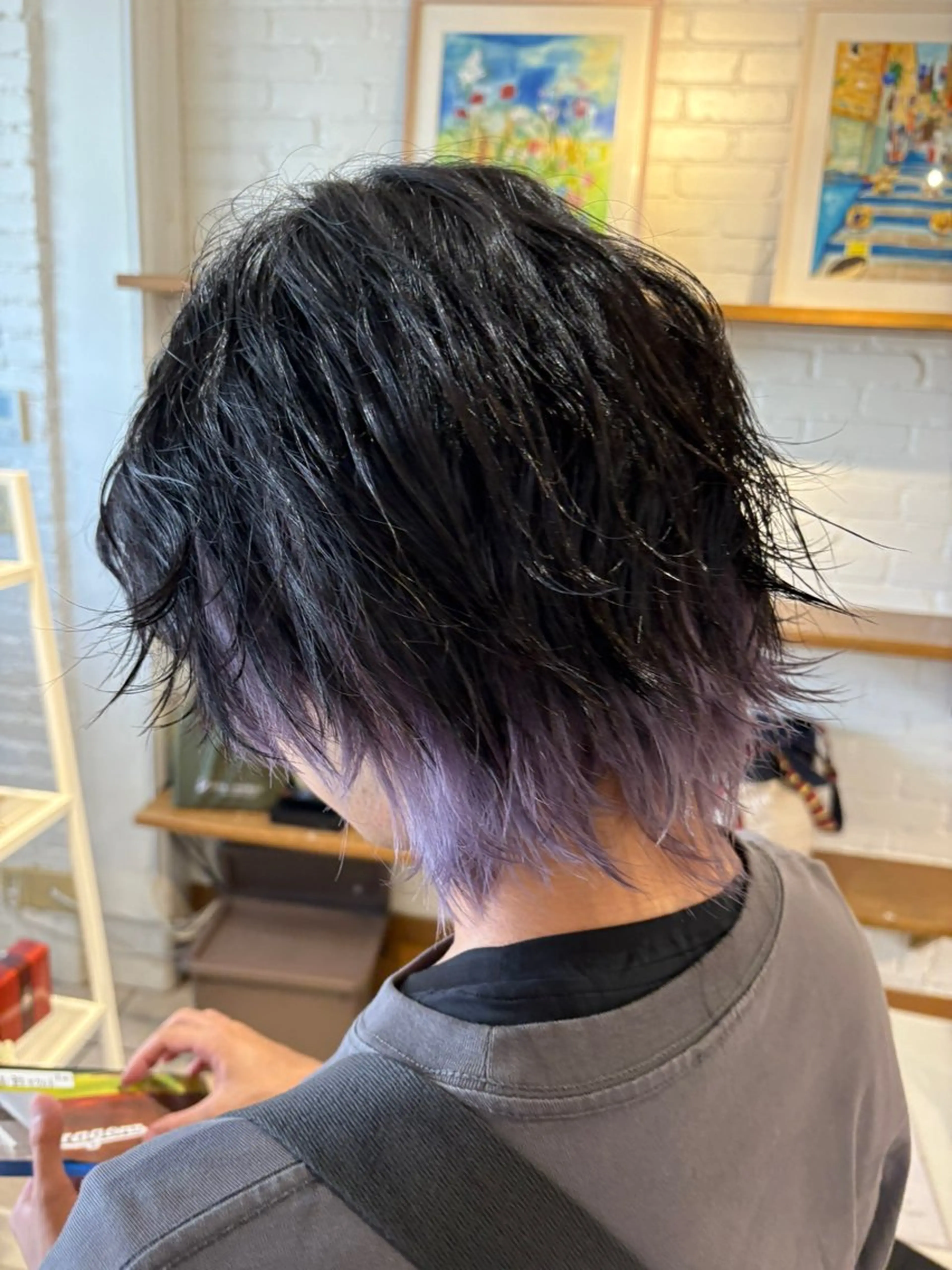 ショート パープルカラー ウルフカット 春日井/ハイトーン /高発色カラー/中村のヘアスタイル