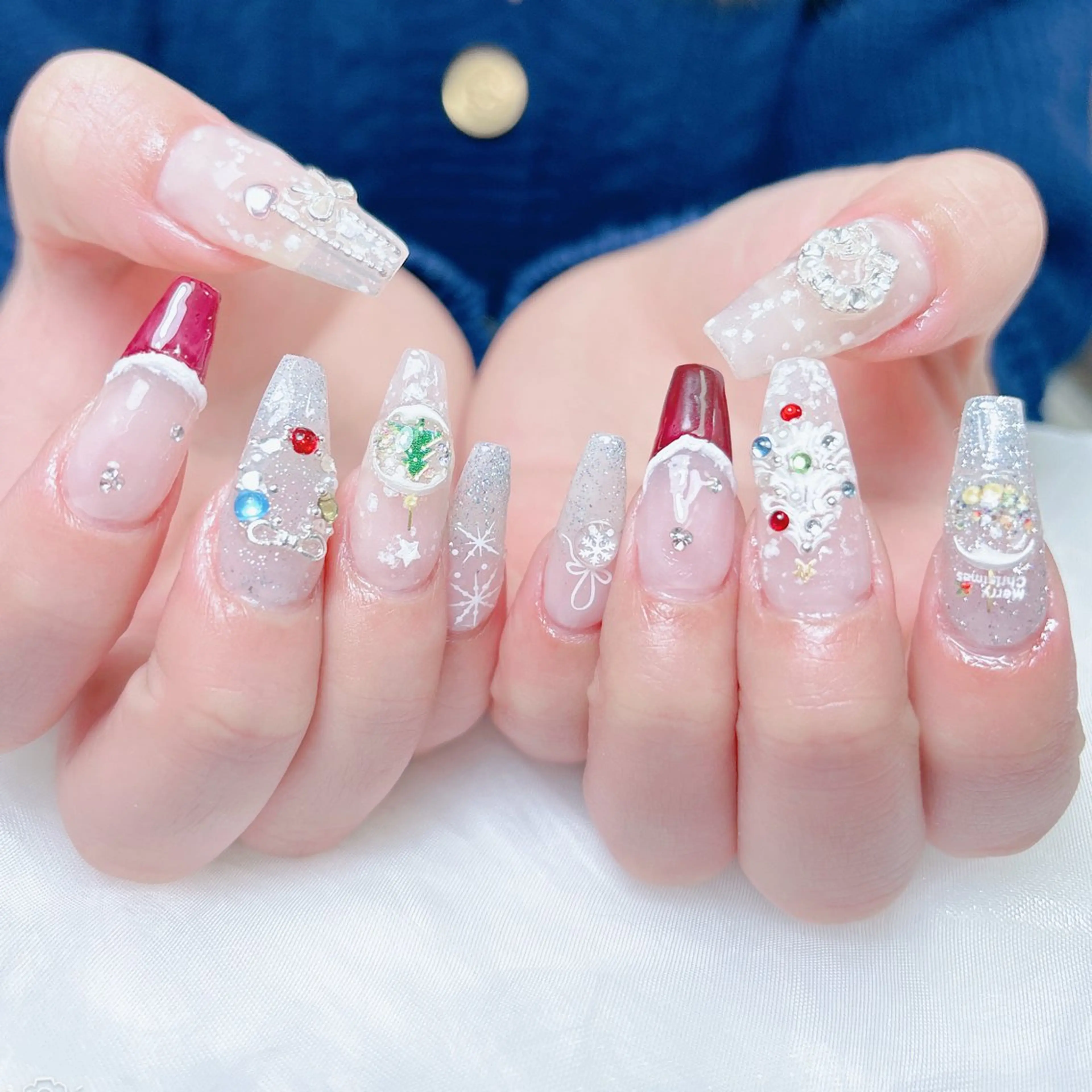 ネイル 成人式 ジェルネイル ロングネイル マグネットネイル ミディアムネイル ハンドネイル MoMoA Nail ネイル長さ出し専門店のネイルデザイン