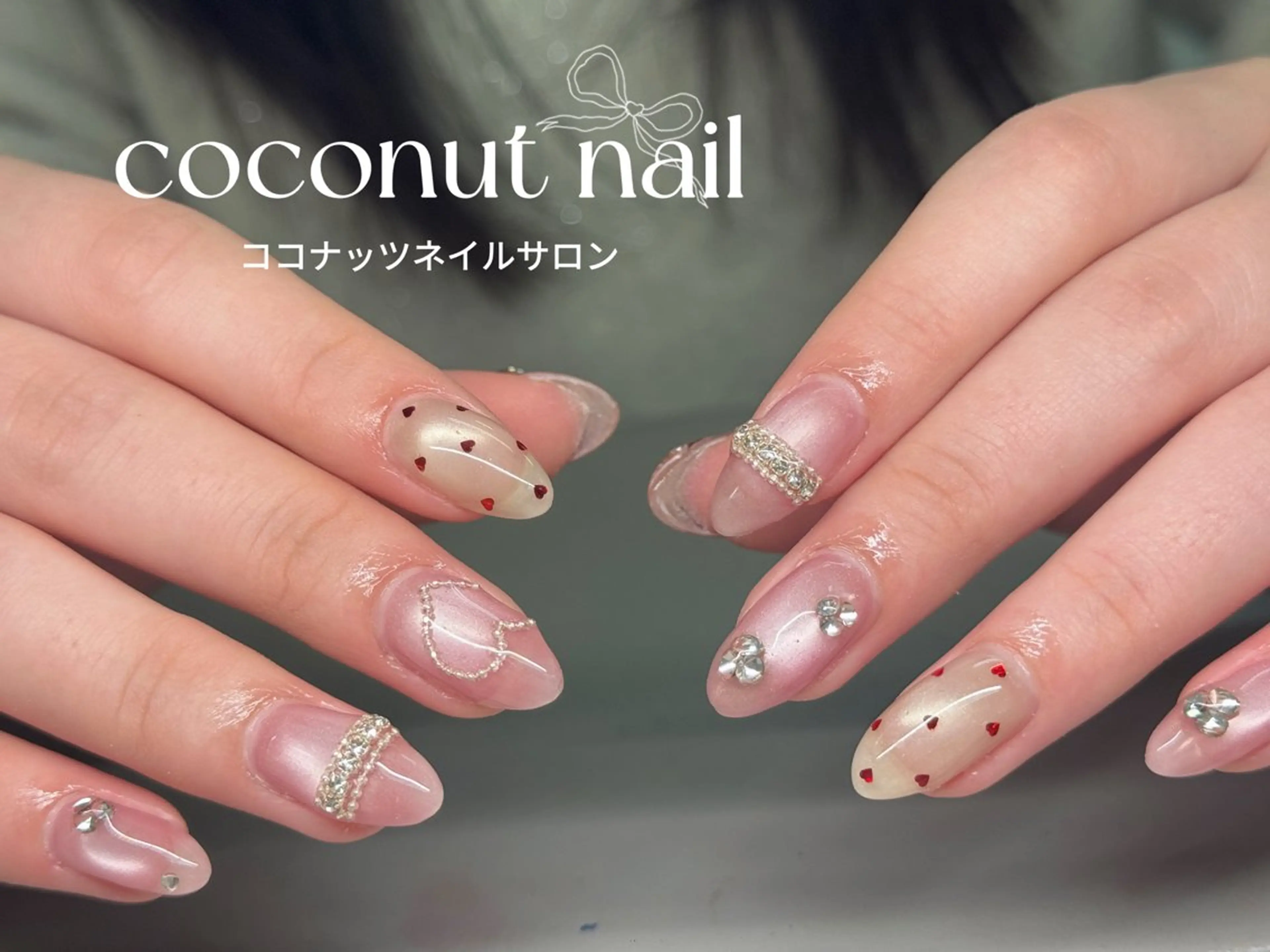 ネイル べっ甲ネイル フレンチネイル キラキラネイル マグネットネイル 大理石ネイル(マーブル) ハンドネイル 神田 ココナッツのネイルデザイン