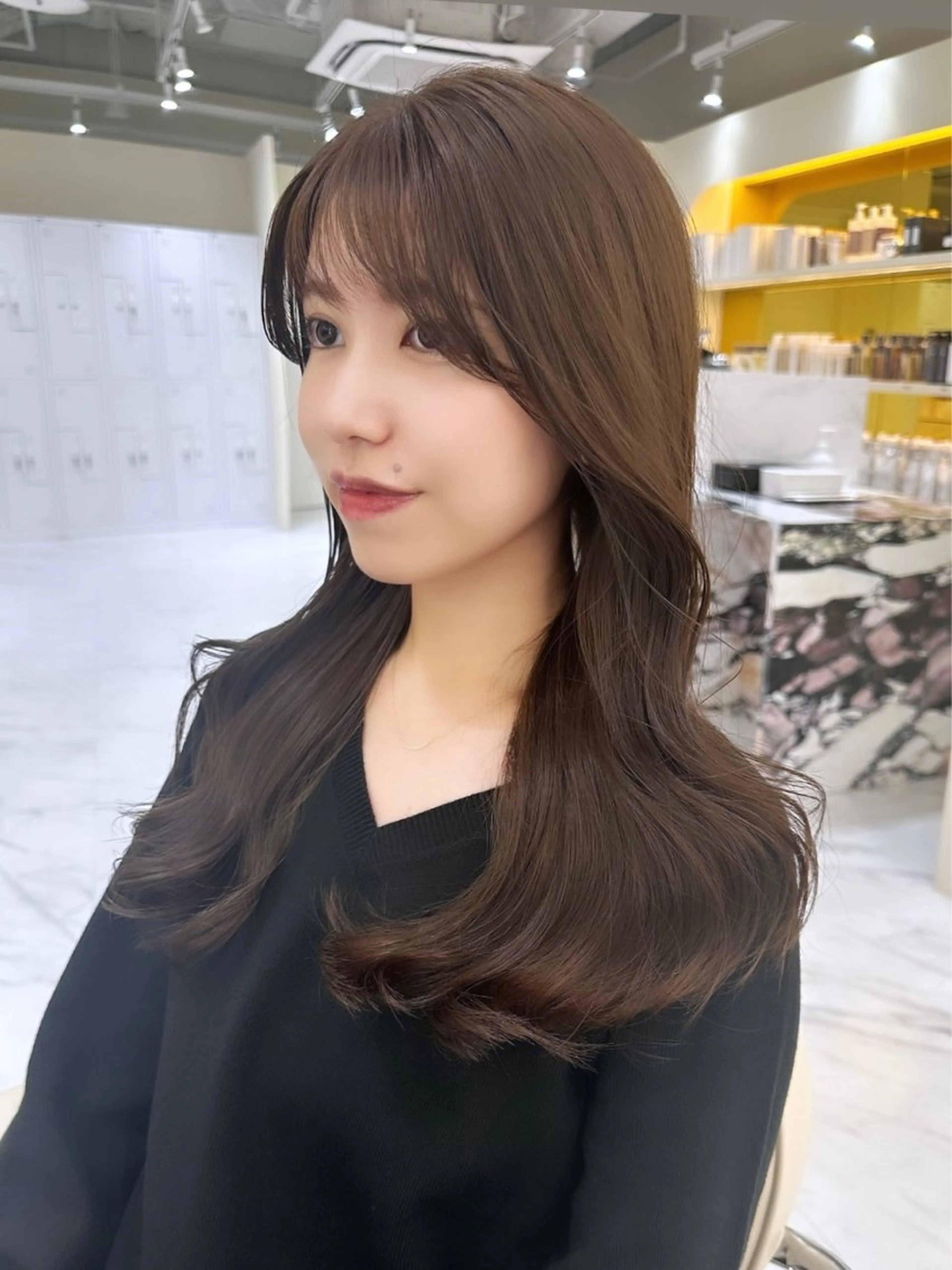 ロング カラー パーマ 透明感カラー ボブ ヨシンモリ 韓国風ヘア レイヤーカット ヘアカラー ニシダヒカリ🌙 髪質改善×似合わせのヘアスタイル