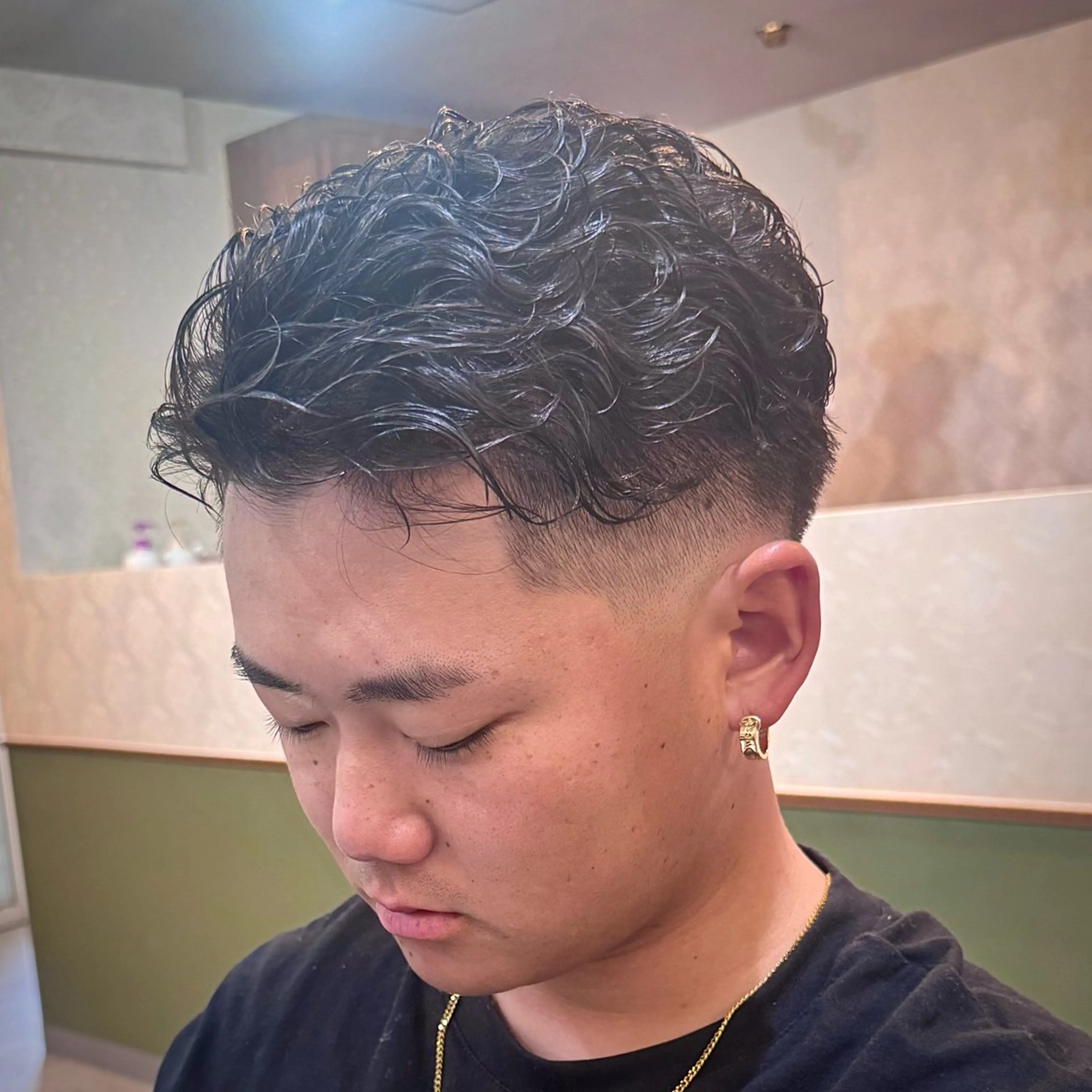 ショート パーマ メンズ フェードカット カット パーマ 立川メンズカット/ メンズパーマ💈三上のヘアスタイル