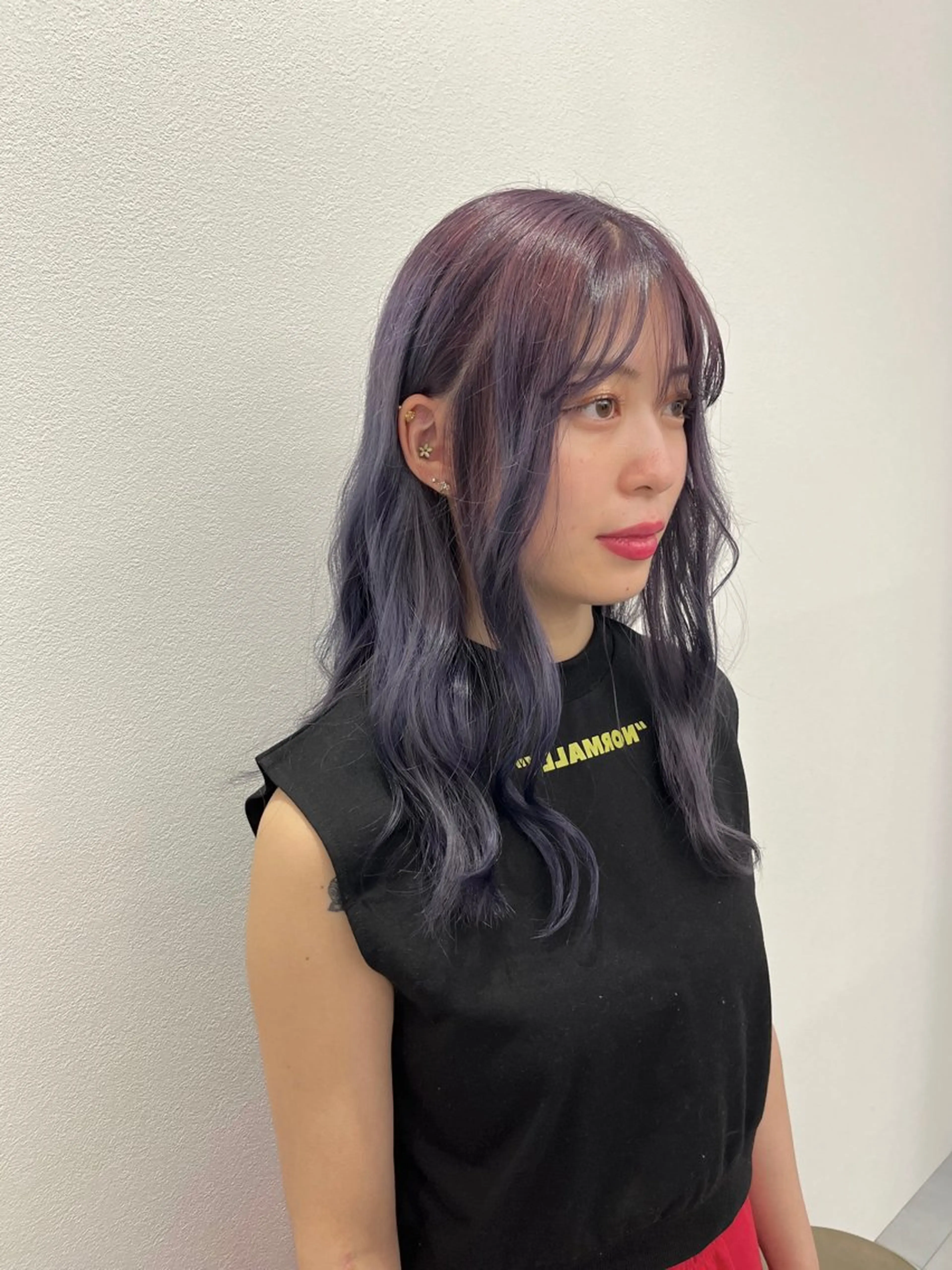 セミロング パープルカラー ハイトーン/透明感/ レイヤー/かずや🦁のヘアスタイル