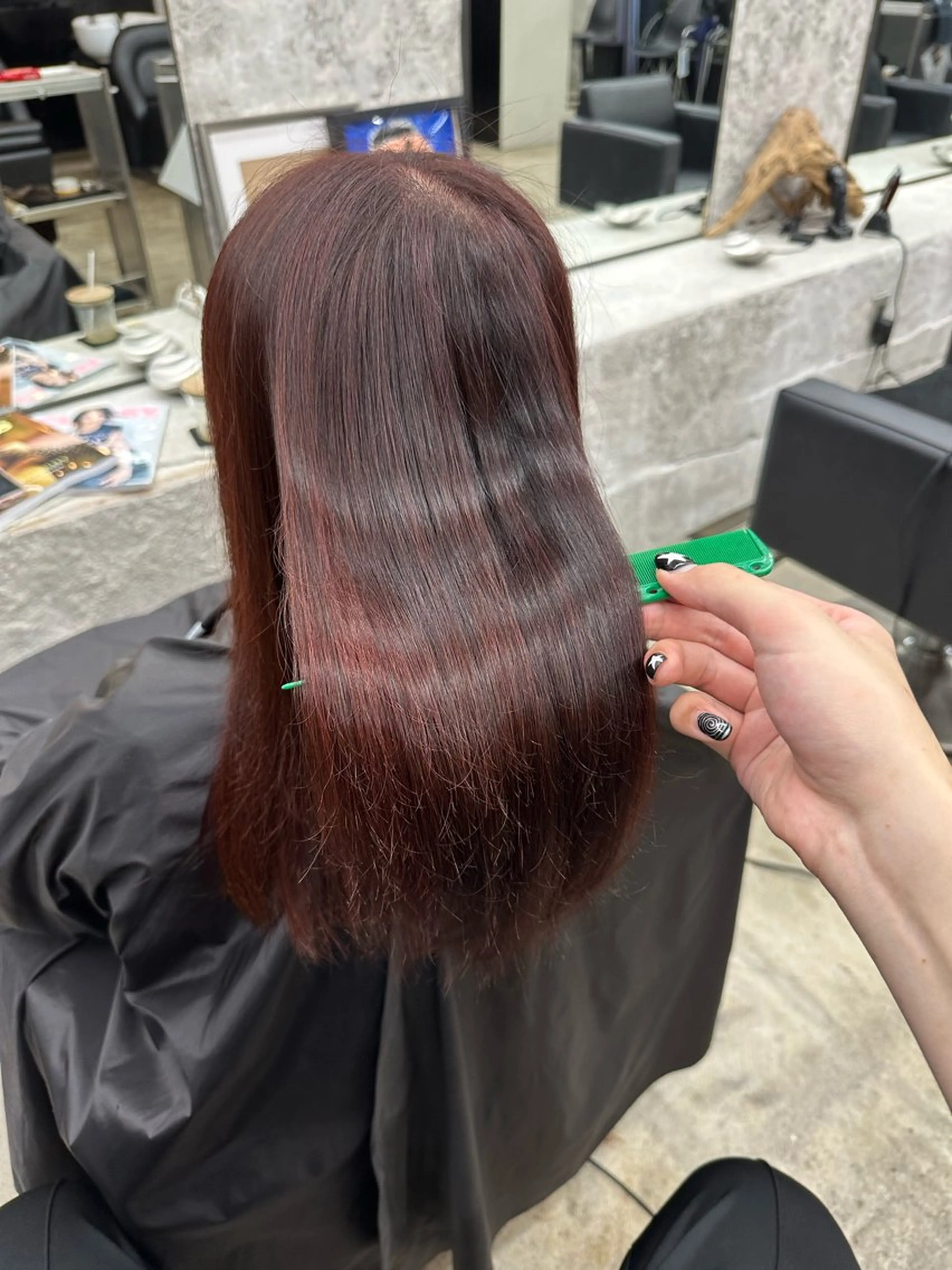 セミロング カラー ハイライトカラー レッドカラー ハイライト 髪質改善 ヘアカラー 🪐LANDS🪐 福垣 海也のヘアスタイル