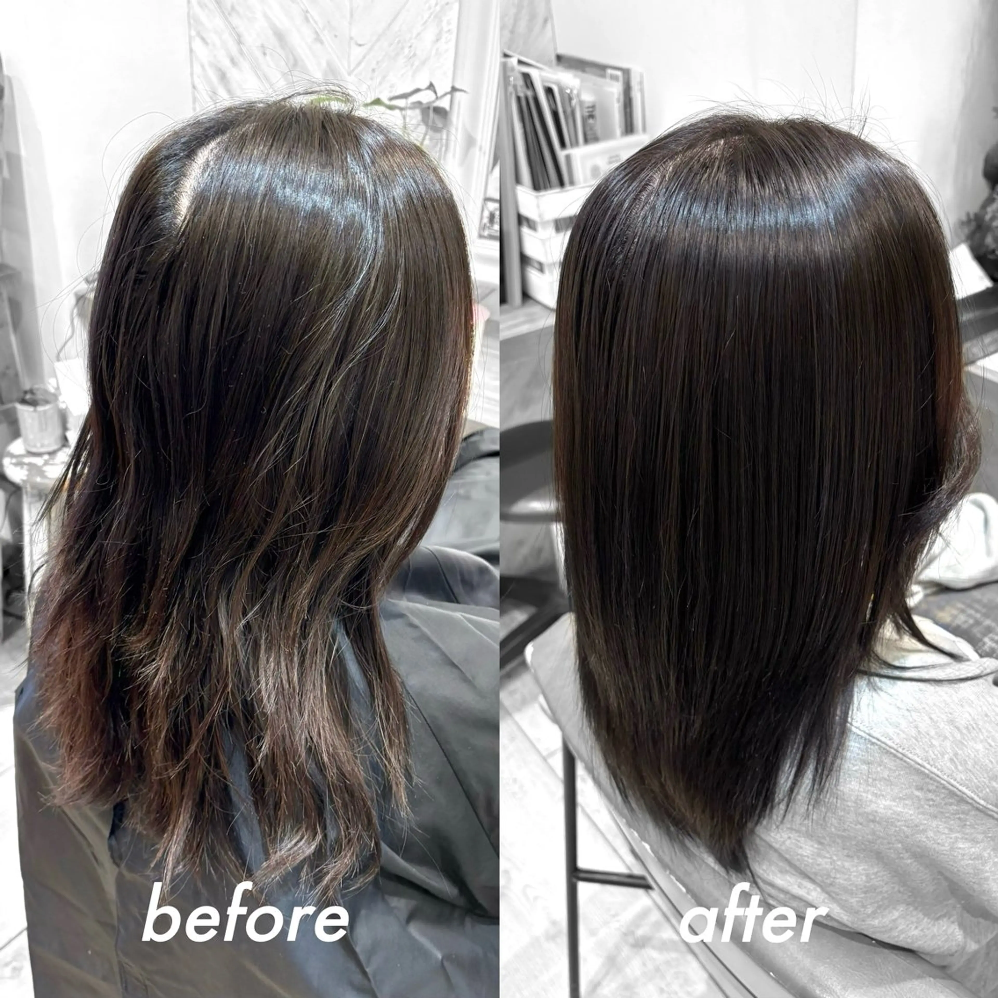 セミロング 💙mai🫧 縮毛矯正・ハイライトのヘアスタイル