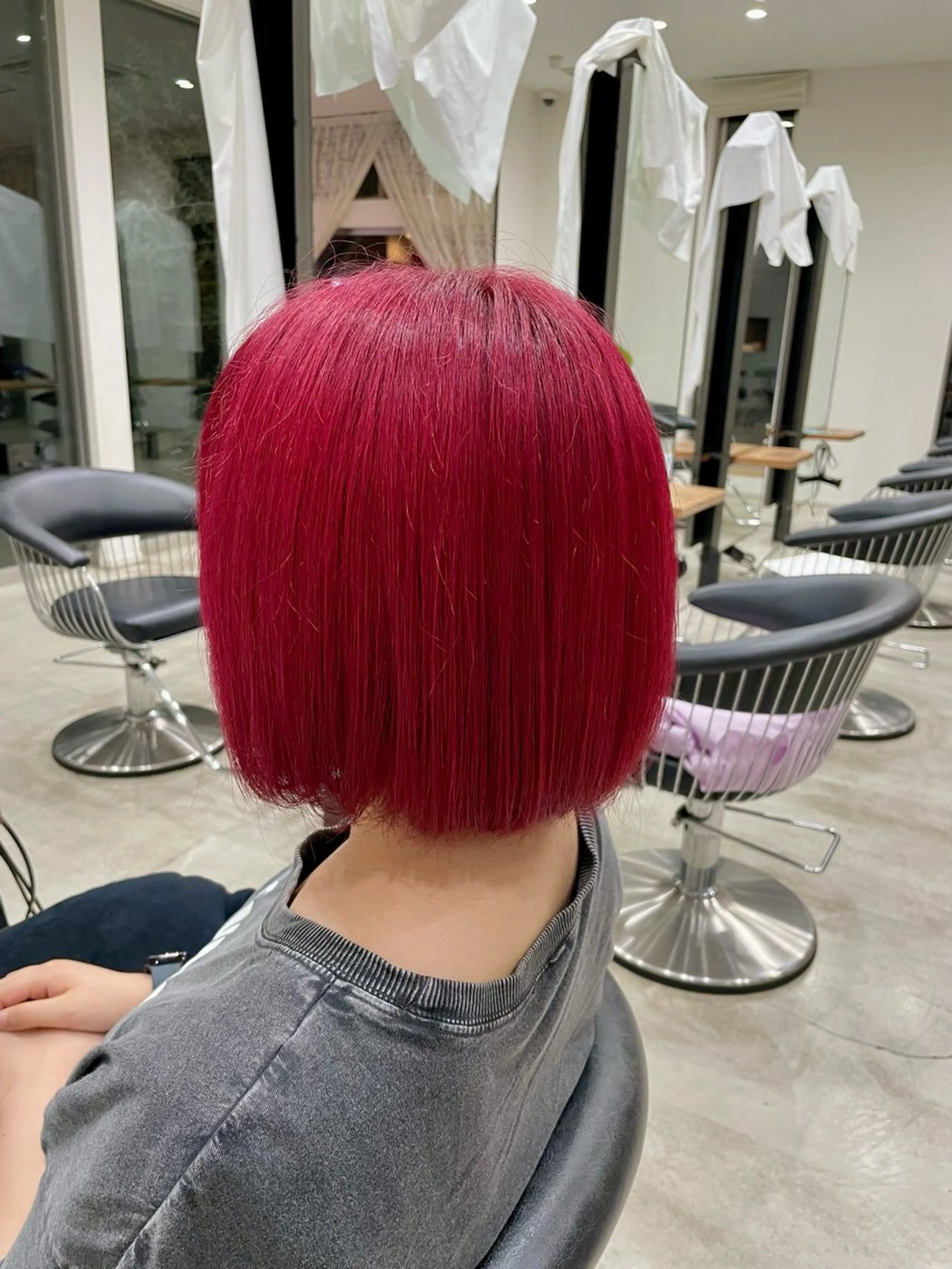 ミディアム カラー ブリーチ レッドカラー ヘアカラー 芳賀 風斗のヘアスタイル